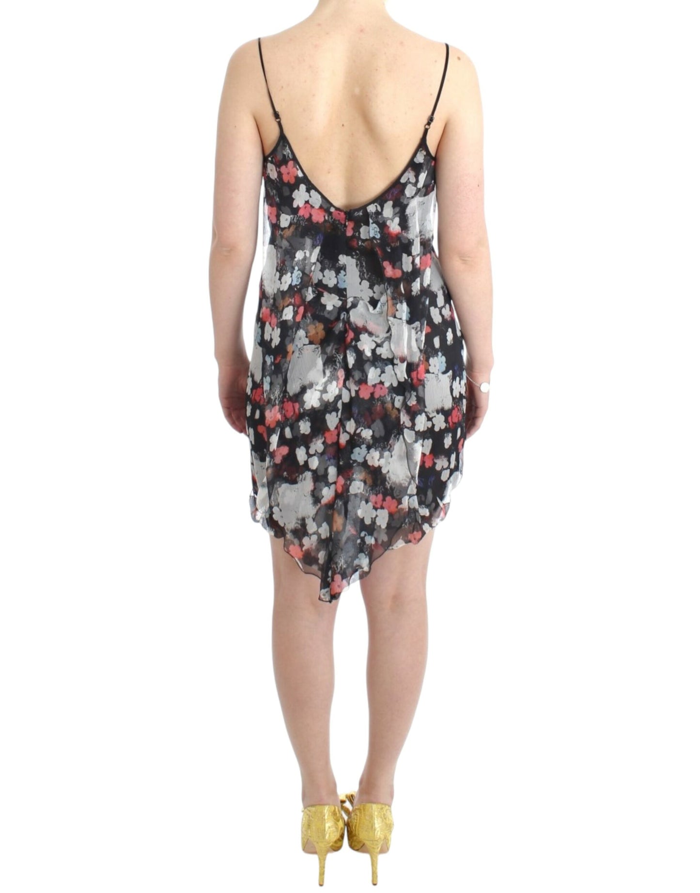 Costume National Mehrfarbiges Seidenblumen-Minikleid
