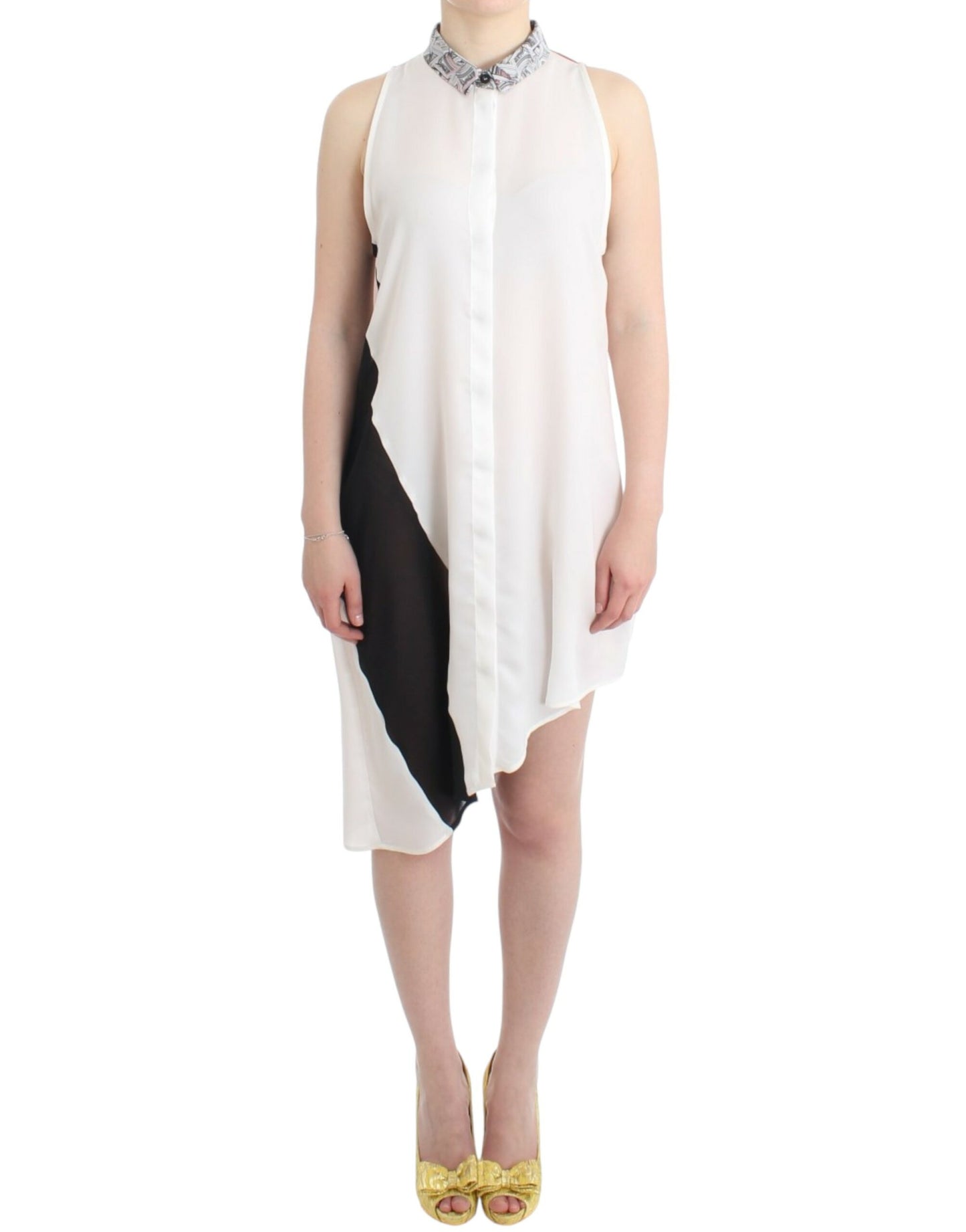 Costume National asymmetrisches Hemd Kleid mit Knöpfen