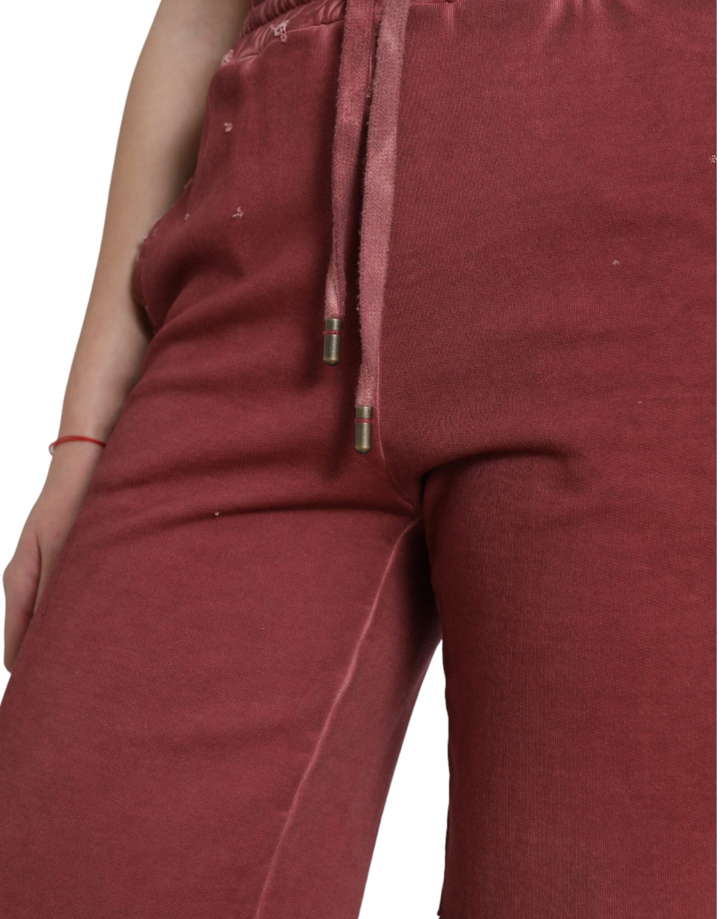 Pantaloncini corti in felpa di cotone marrone a vita alta