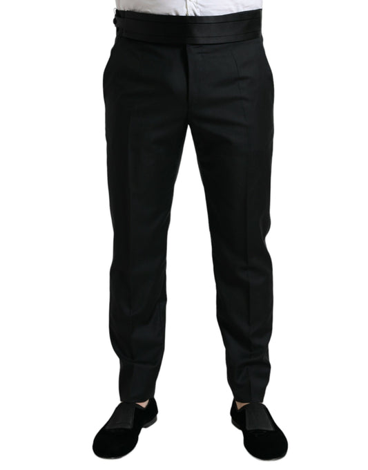 Pantalón de vestir de pantalón formal de corte slim de lana negro
