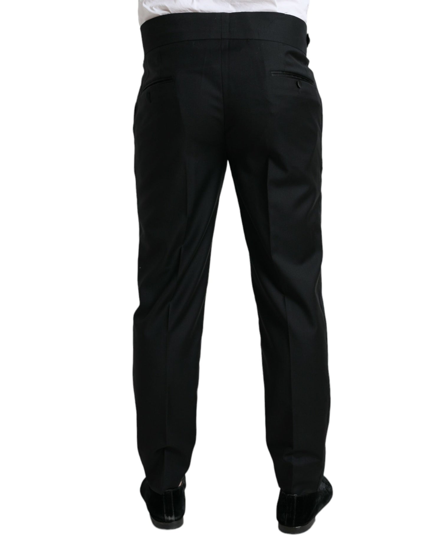 Pantalón de vestir de pantalón formal de corte slim de lana negro