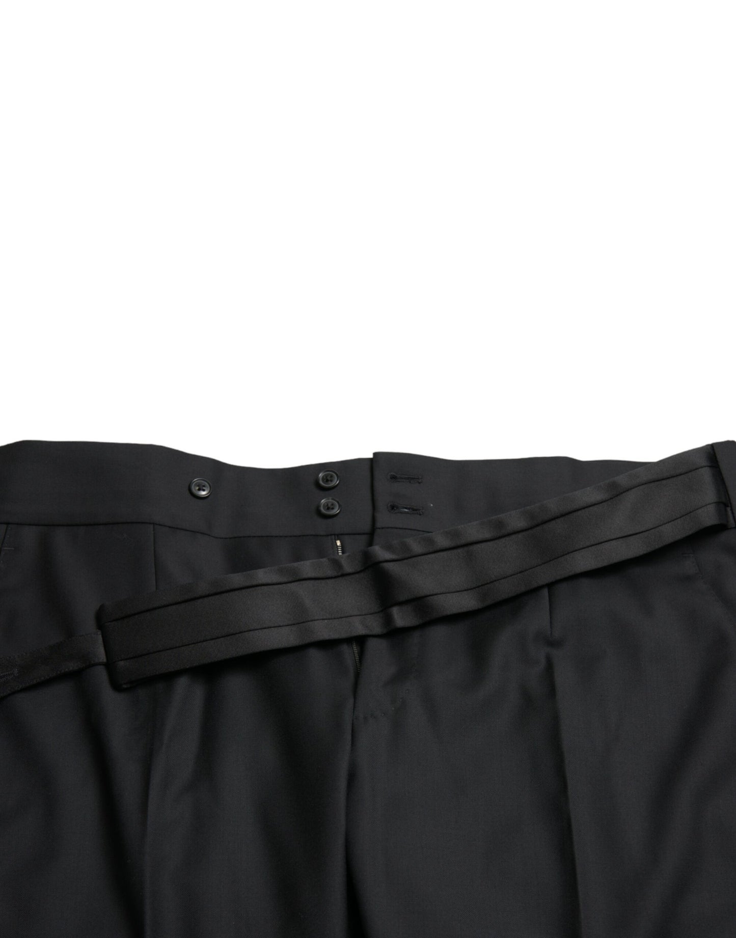 Pantalón de vestir de pantalón formal de corte slim de lana negro