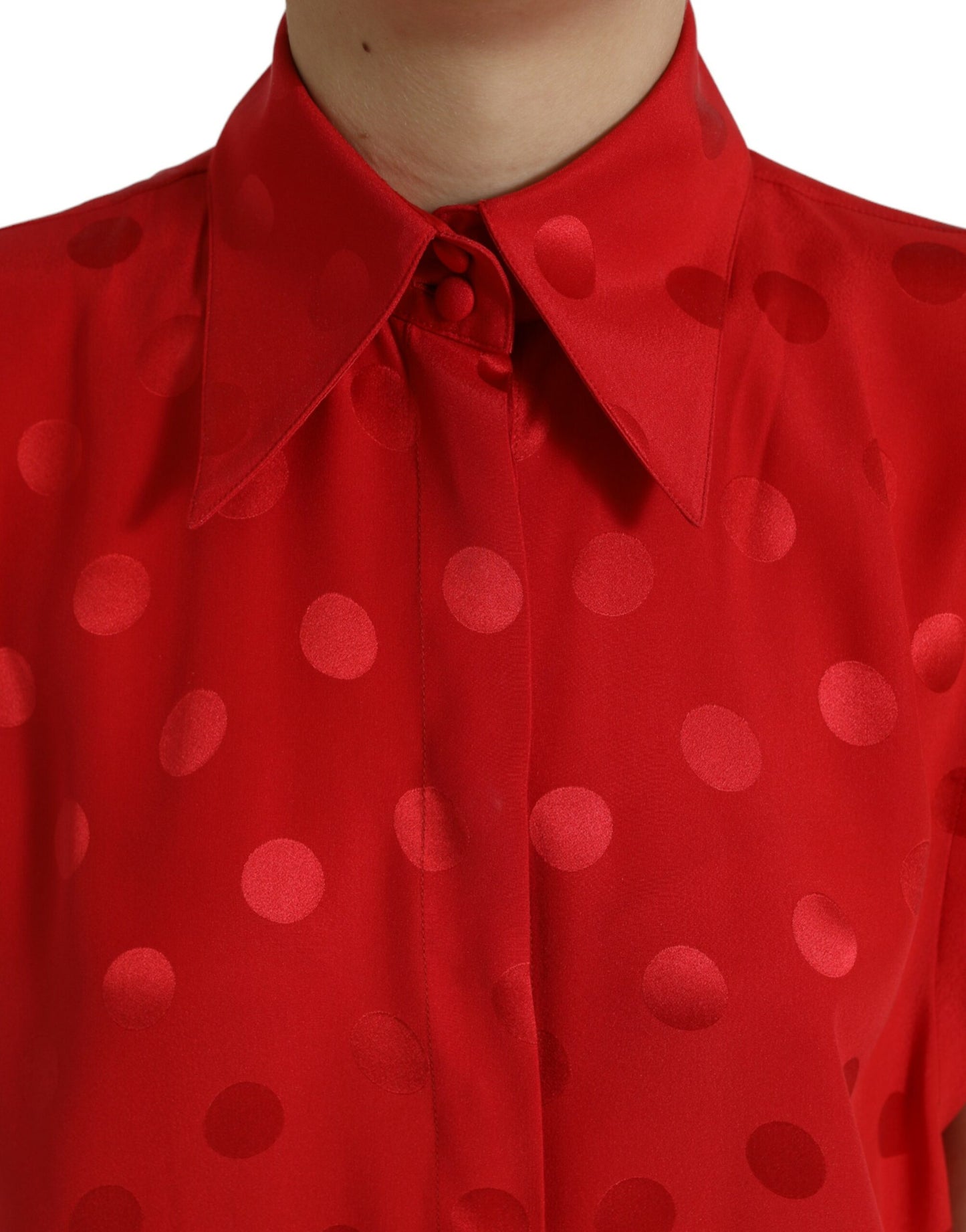 Dolce & Gabbana Elegante ärmellose Seidenbluse mit Polka Dots
