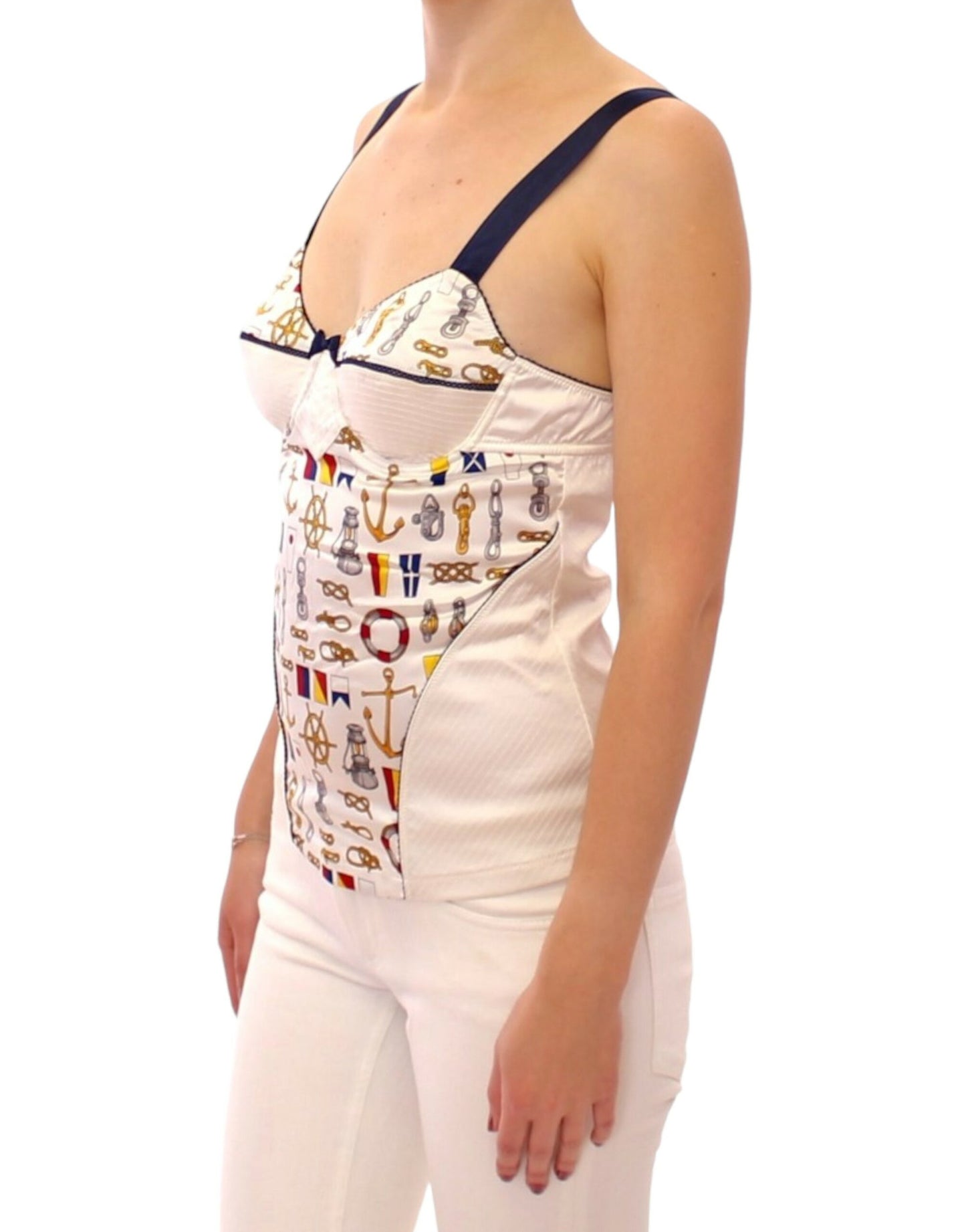 Camiseta sin mangas blanca motivo marinero