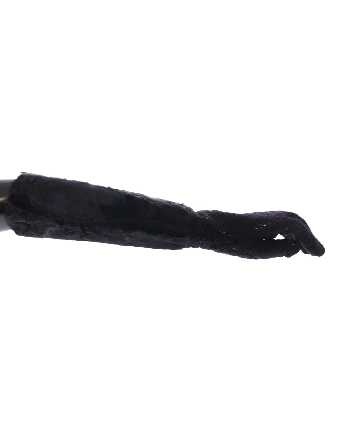 Gants en laine noire, dentelle et fourrure d'agneau Dolce & Gabbana