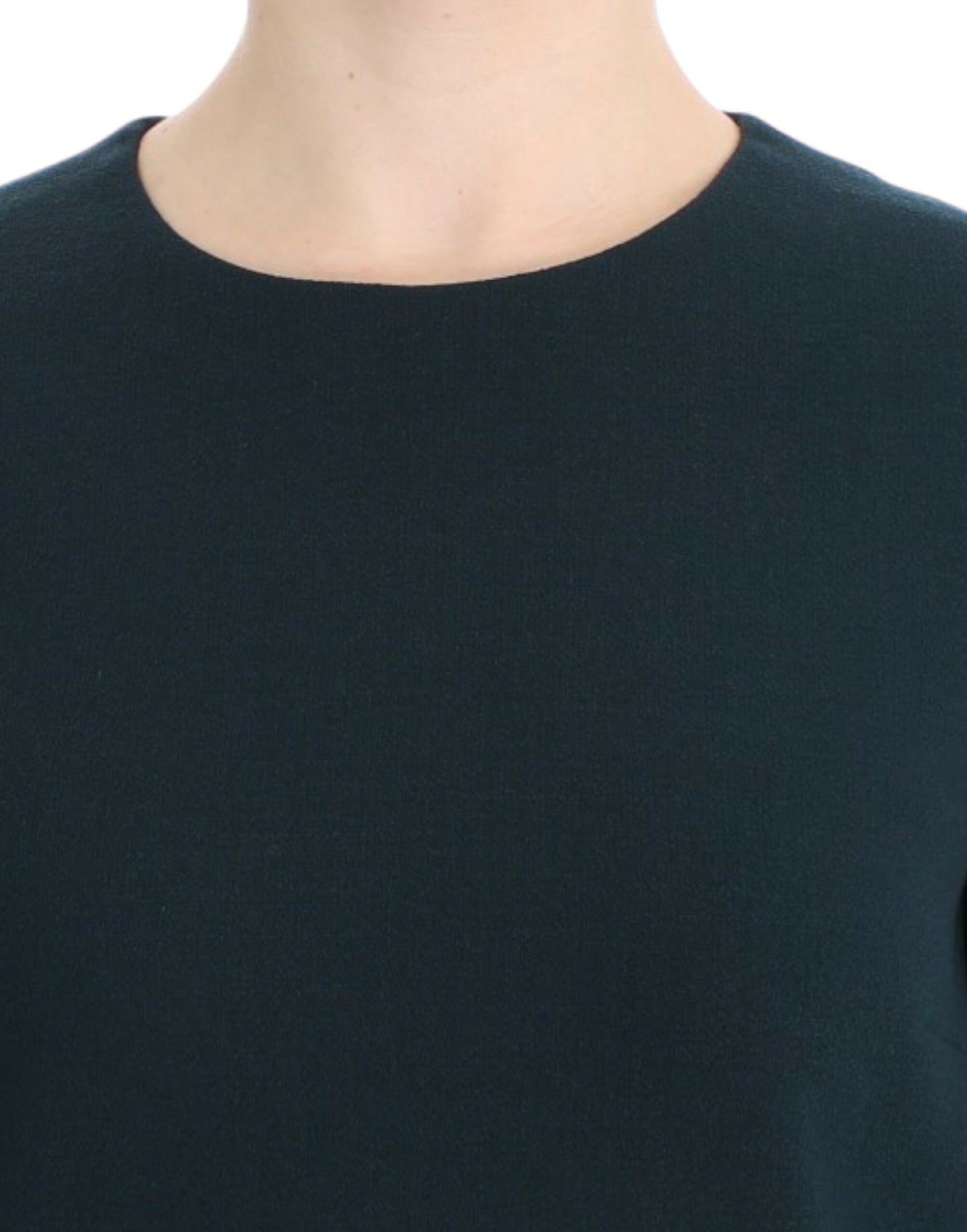 Blusa verde in lana con maniche a 3/4