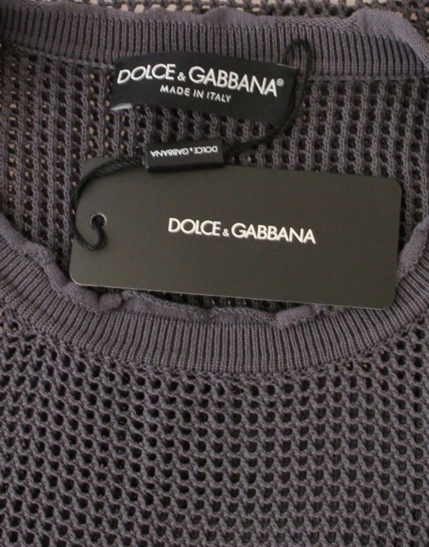 Dolce & Gabbana Eleganter Rundhals-Netzpullover in Helllila