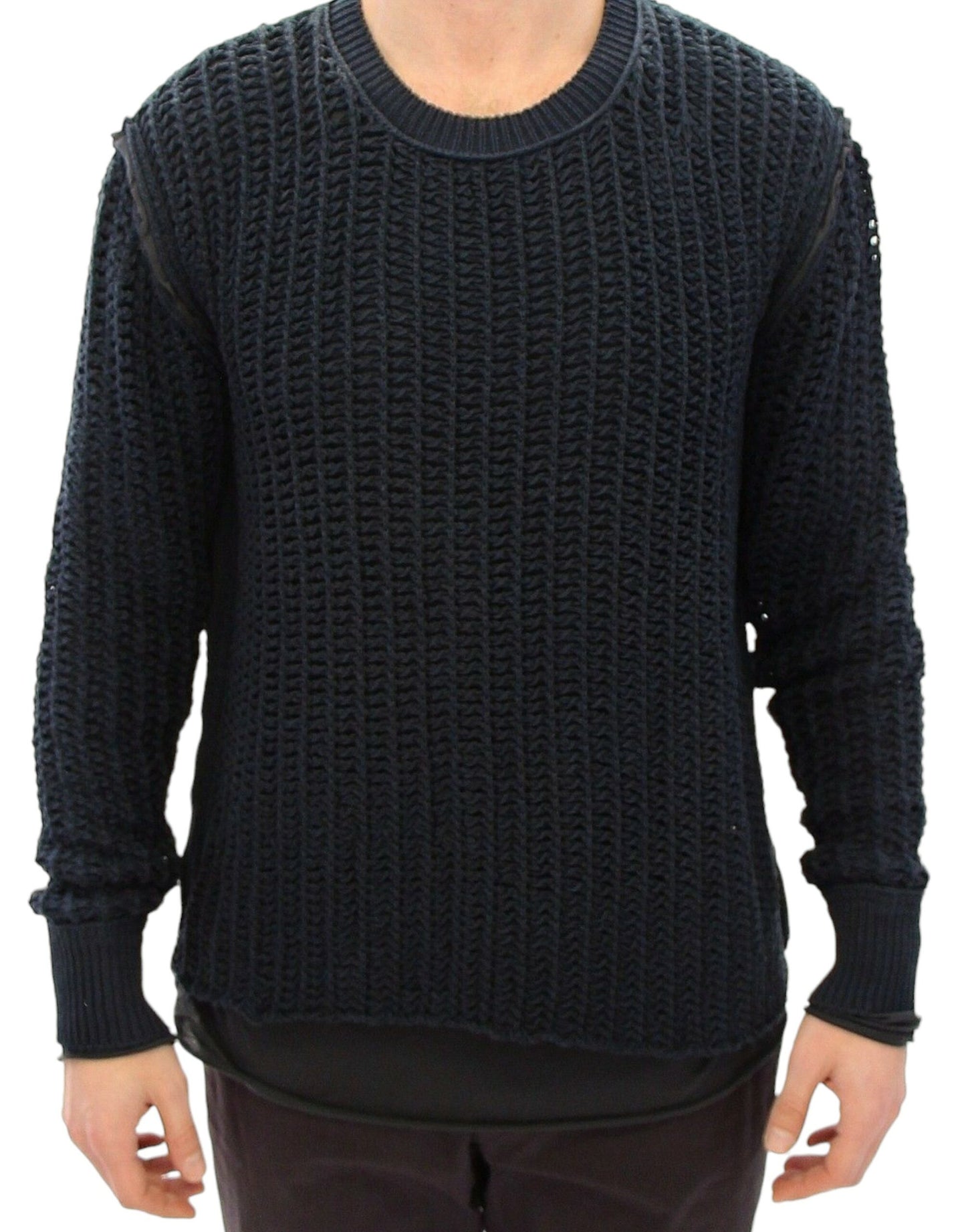 Dolce & Gabbana Eleganter Blauer und Schwarzer Geschichteter Pullover
