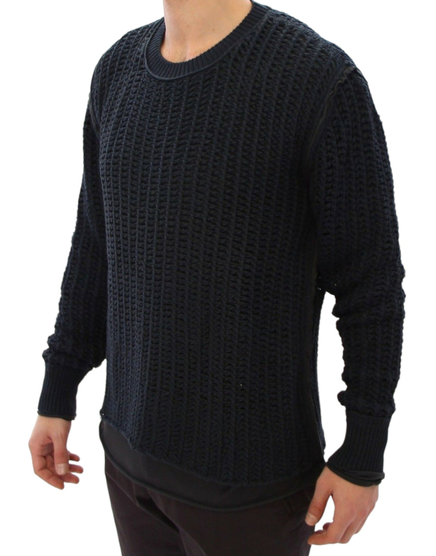 Dolce & Gabbana Eleganter Blauer und Schwarzer Geschichteter Pullover