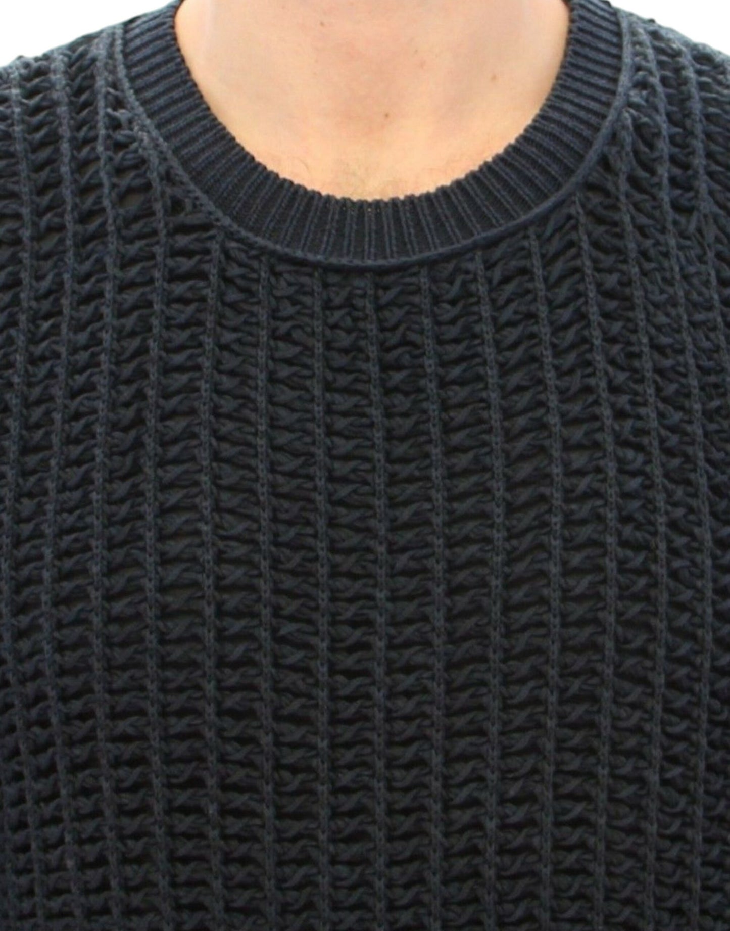 Dolce & Gabbana Eleganter Blauer und Schwarzer Geschichteter Pullover