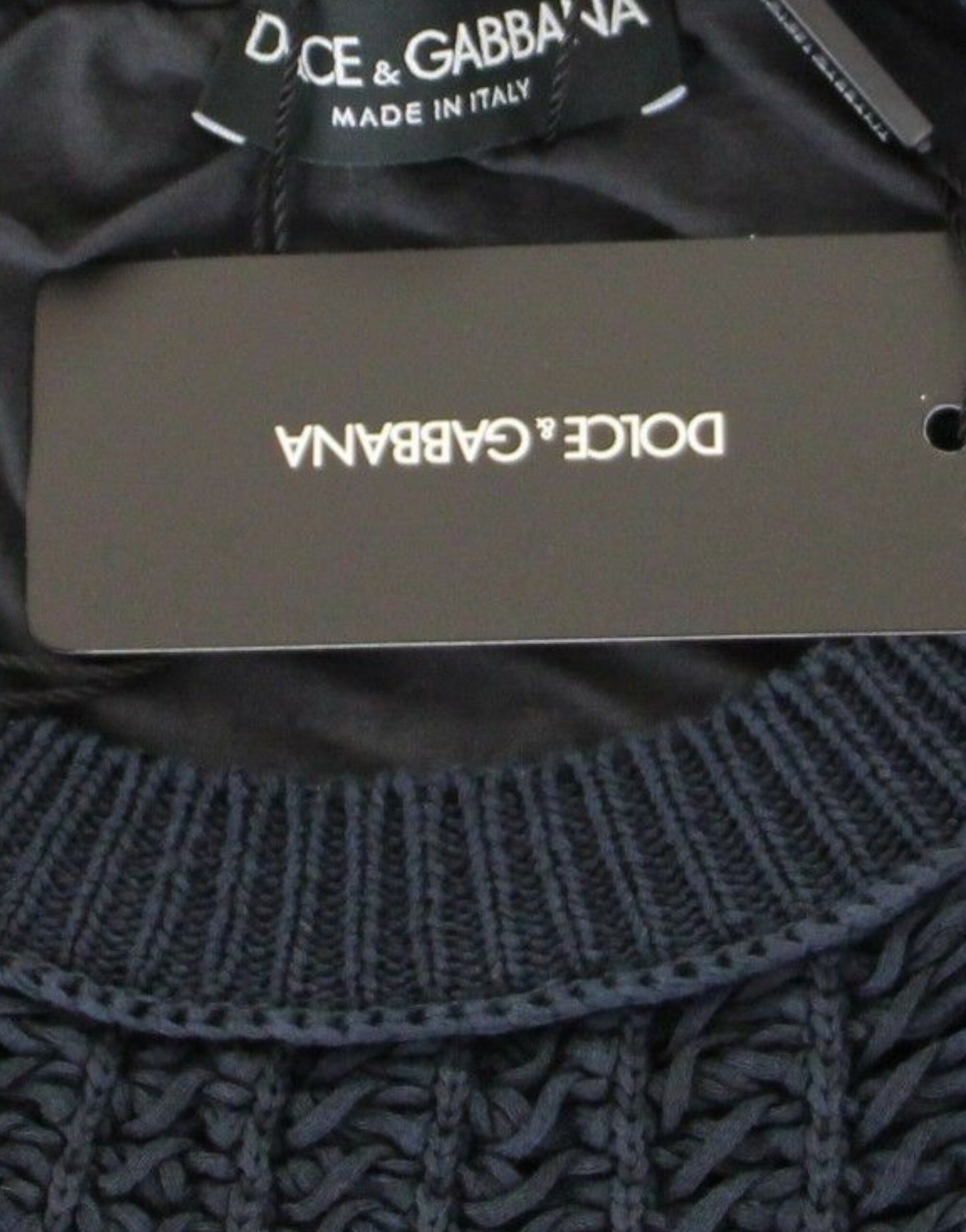 Dolce & Gabbana Eleganter Blauer und Schwarzer Geschichteter Pullover