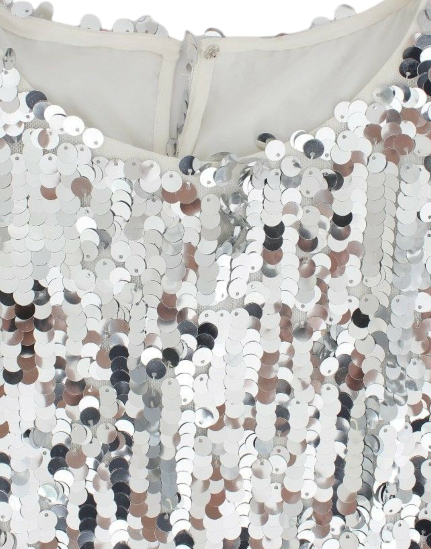 Top t-shirt camicetta girocollo con paillettes argento