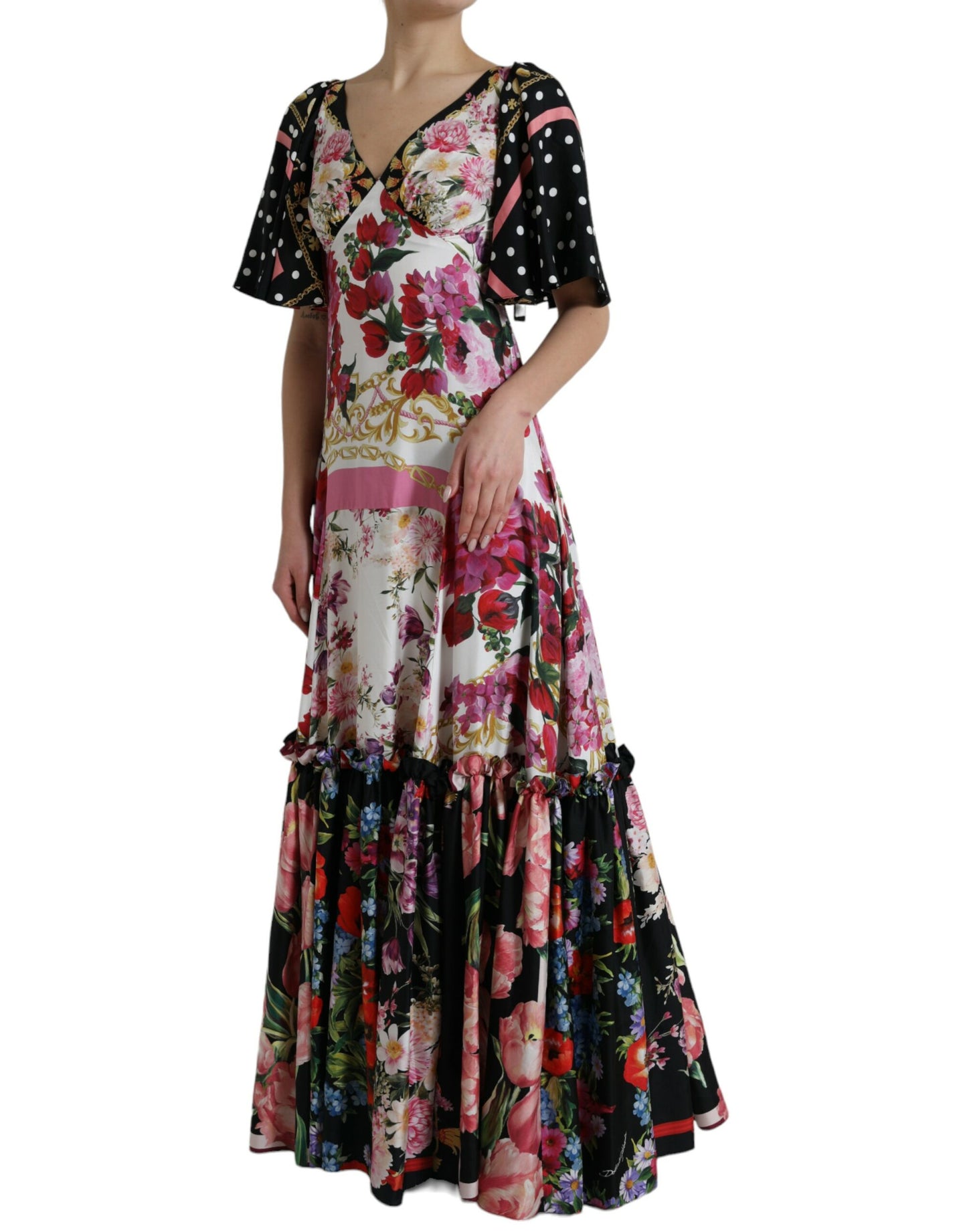 Dolce & Gabbana Elegantes Maxikleid aus Seide mit Blumenmuster