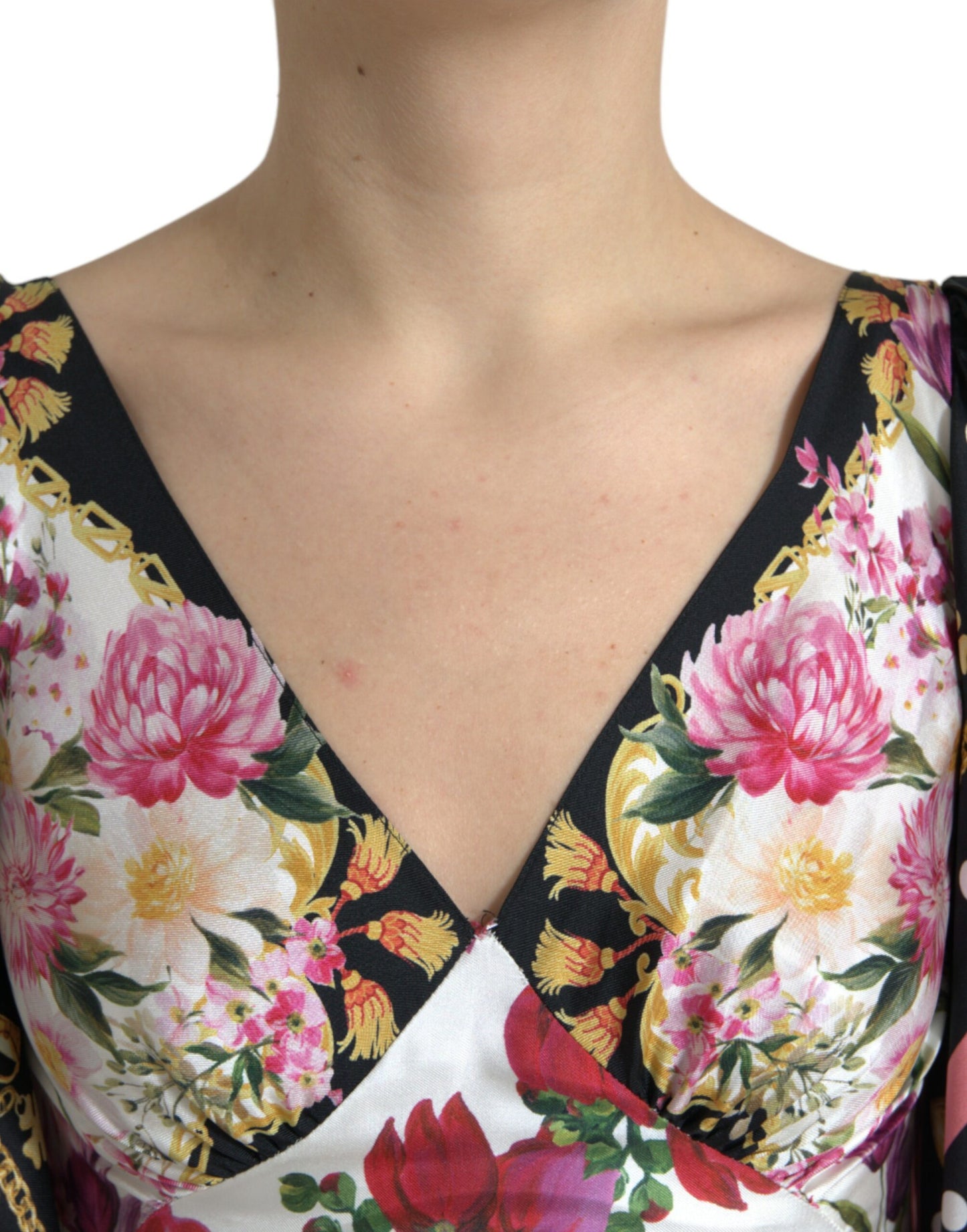 Dolce & Gabbana Elegantes Maxikleid aus Seide mit Blumenmuster