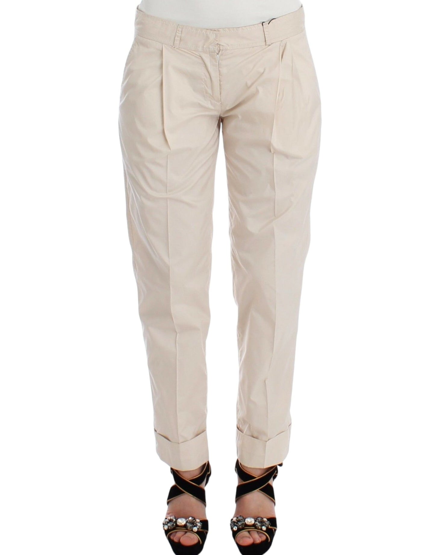 Pantaloni eleganti casual chino beige color cachi