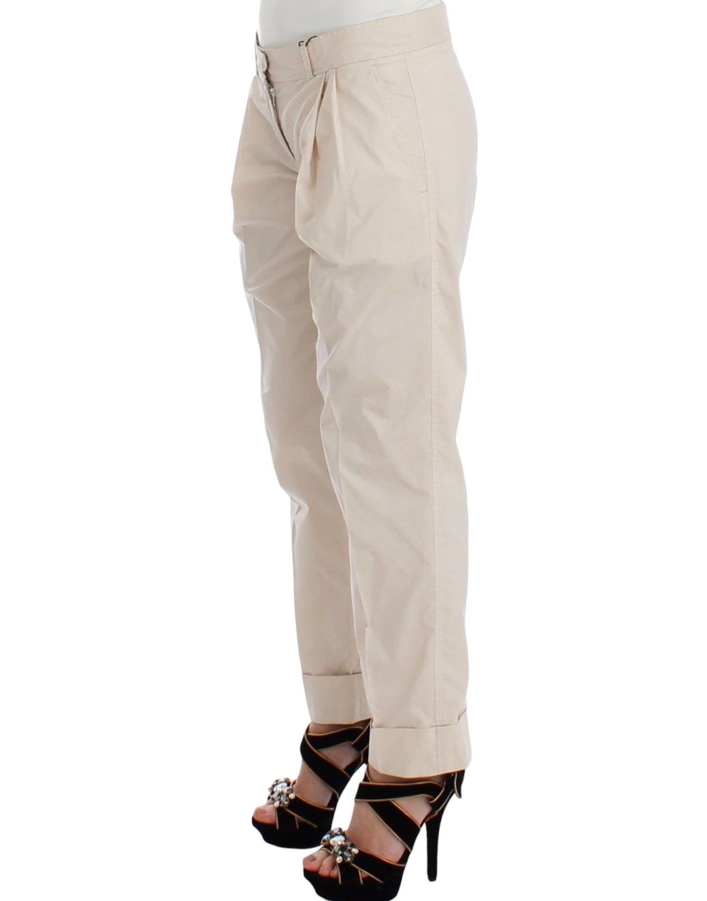 Pantaloni eleganti casual chino beige color cachi
