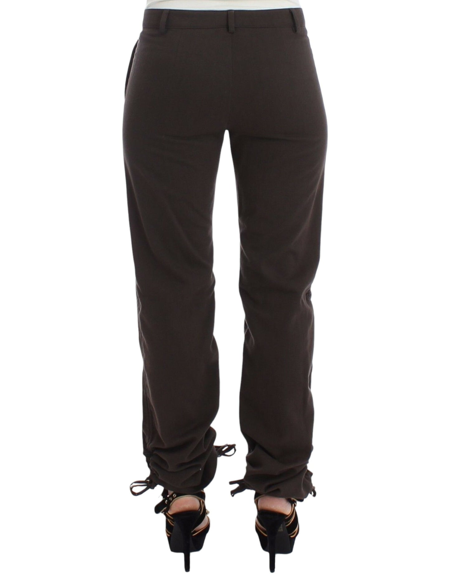 Pantaloni eleganti casual chino marroni color cachi