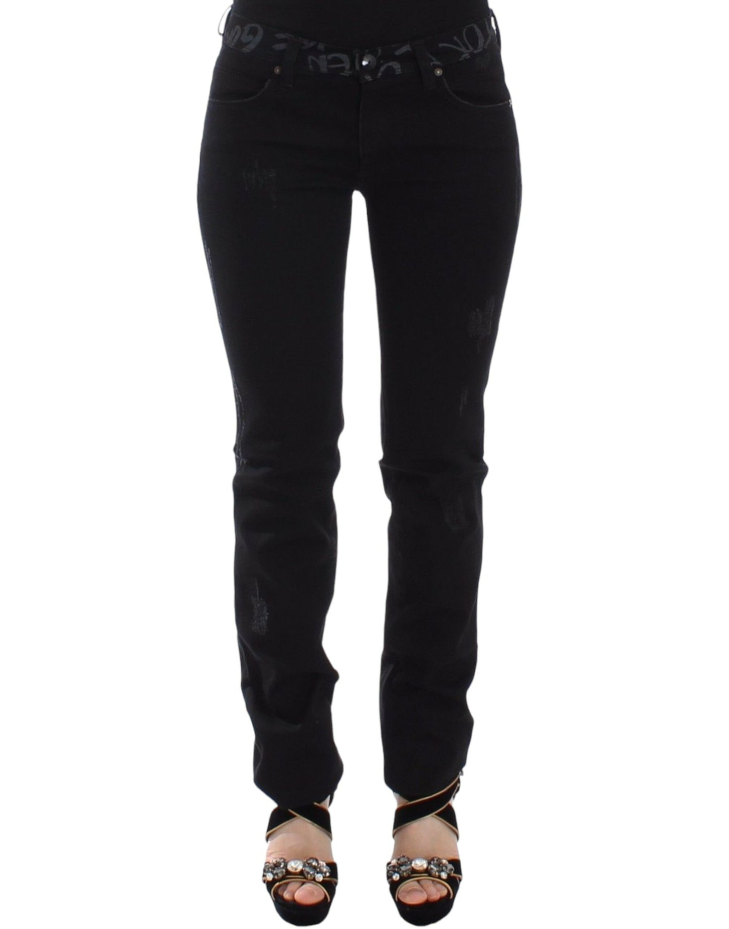 Jeans slim neri Pantaloni denim skinny elasticizzati