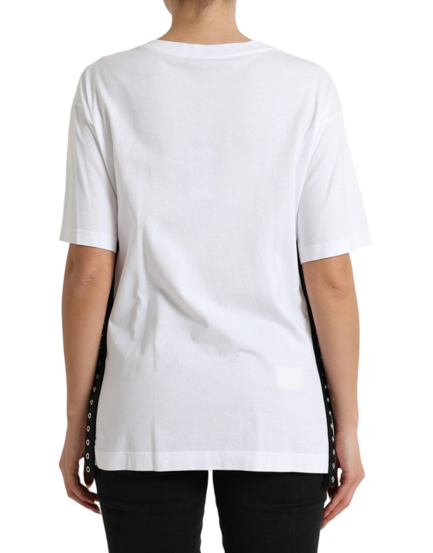 Dolce & Gabbana Elegantes weißes Baumwoll-T-Shirt mit Schnürung