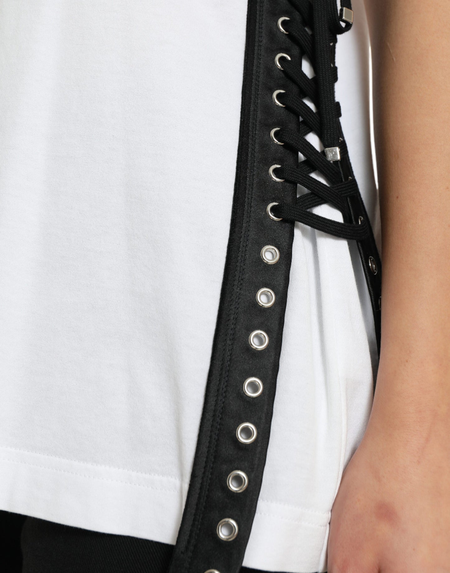 Dolce & Gabbana Elegantes weißes Baumwoll-T-Shirt mit Schnürung