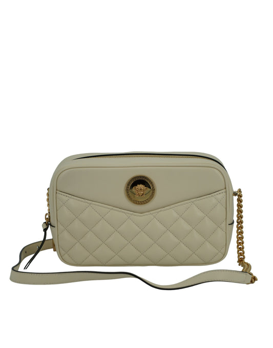 Versace – Elegante Kamera-Umhängetasche aus weißem Leder