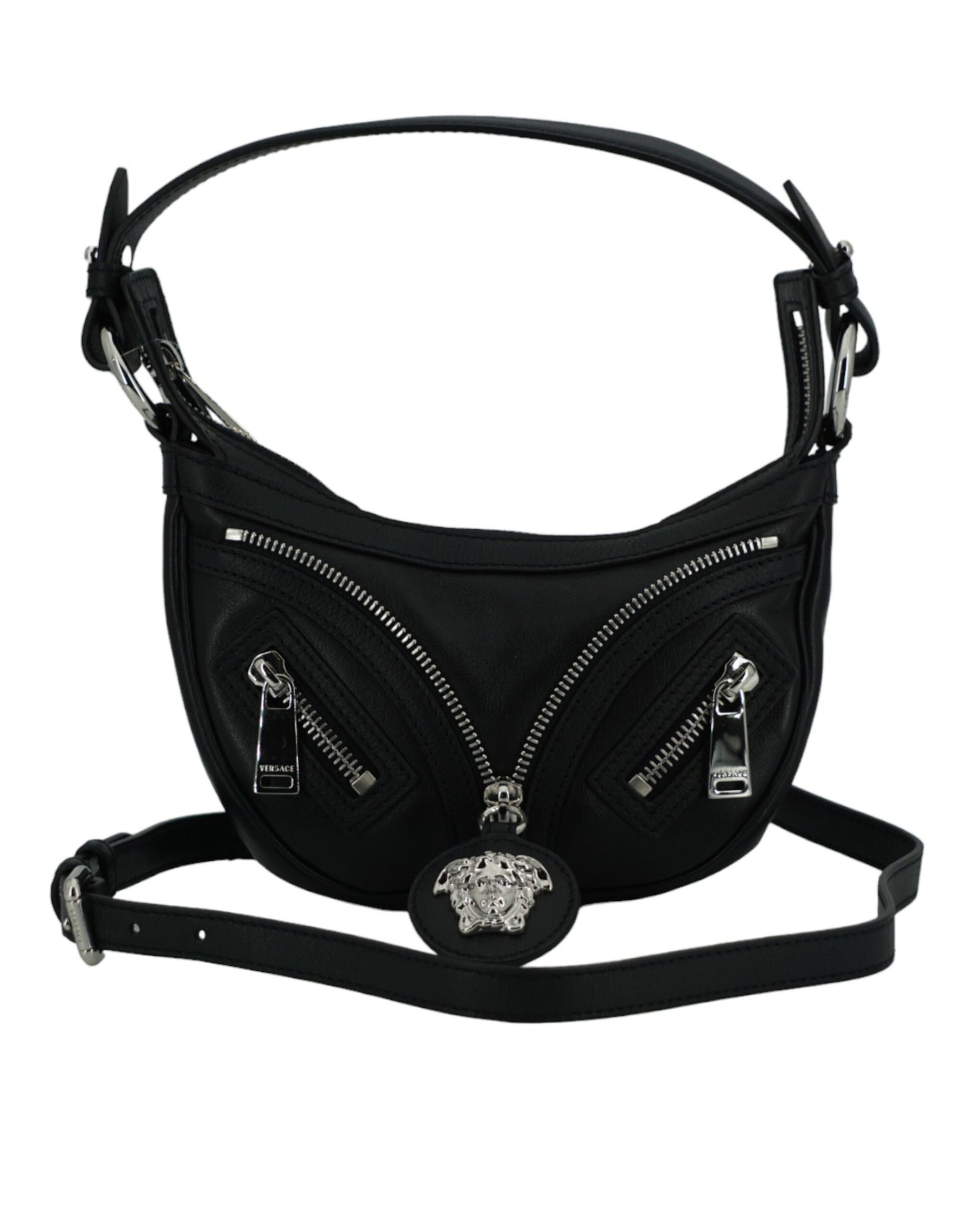 Versace – Elegante schwarze Mini-Hobo-Umhängetasche