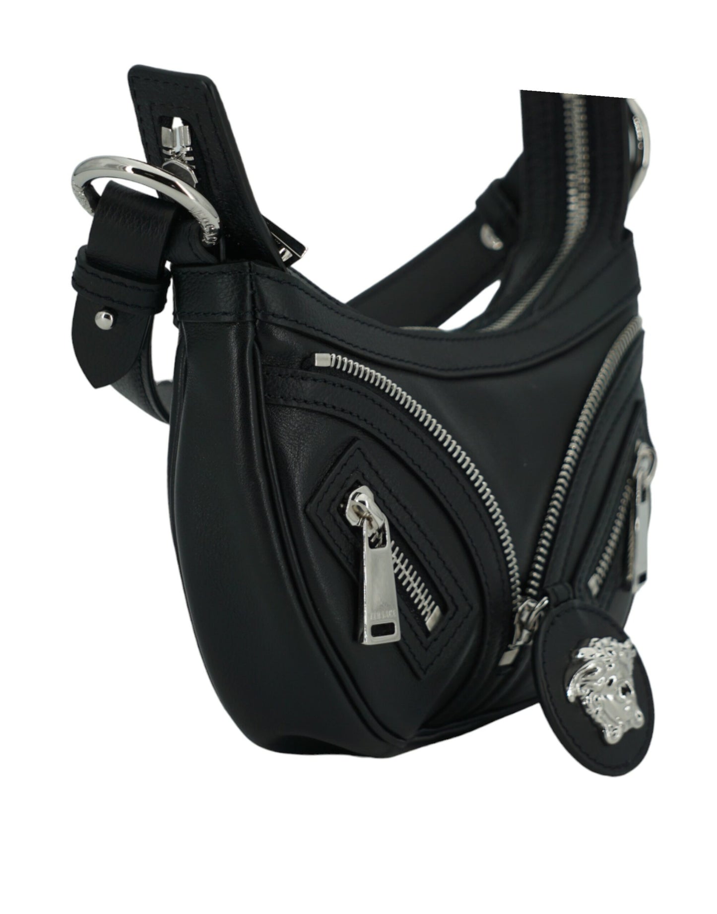 Versace – Elegante schwarze Mini-Hobo-Umhängetasche