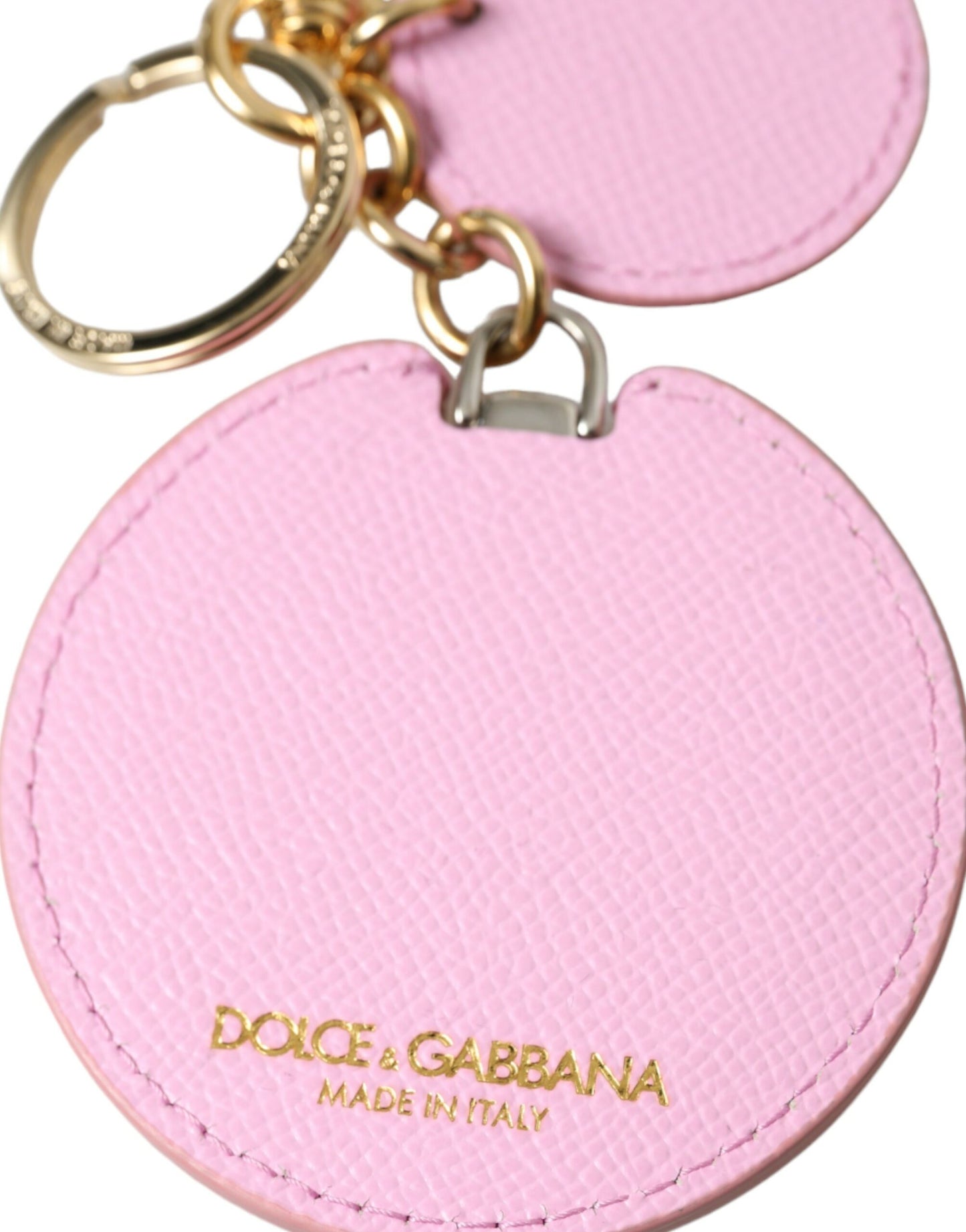 Dolce & Gabbana Eleganter Schlüsselanhänger aus roségoldenem Leder