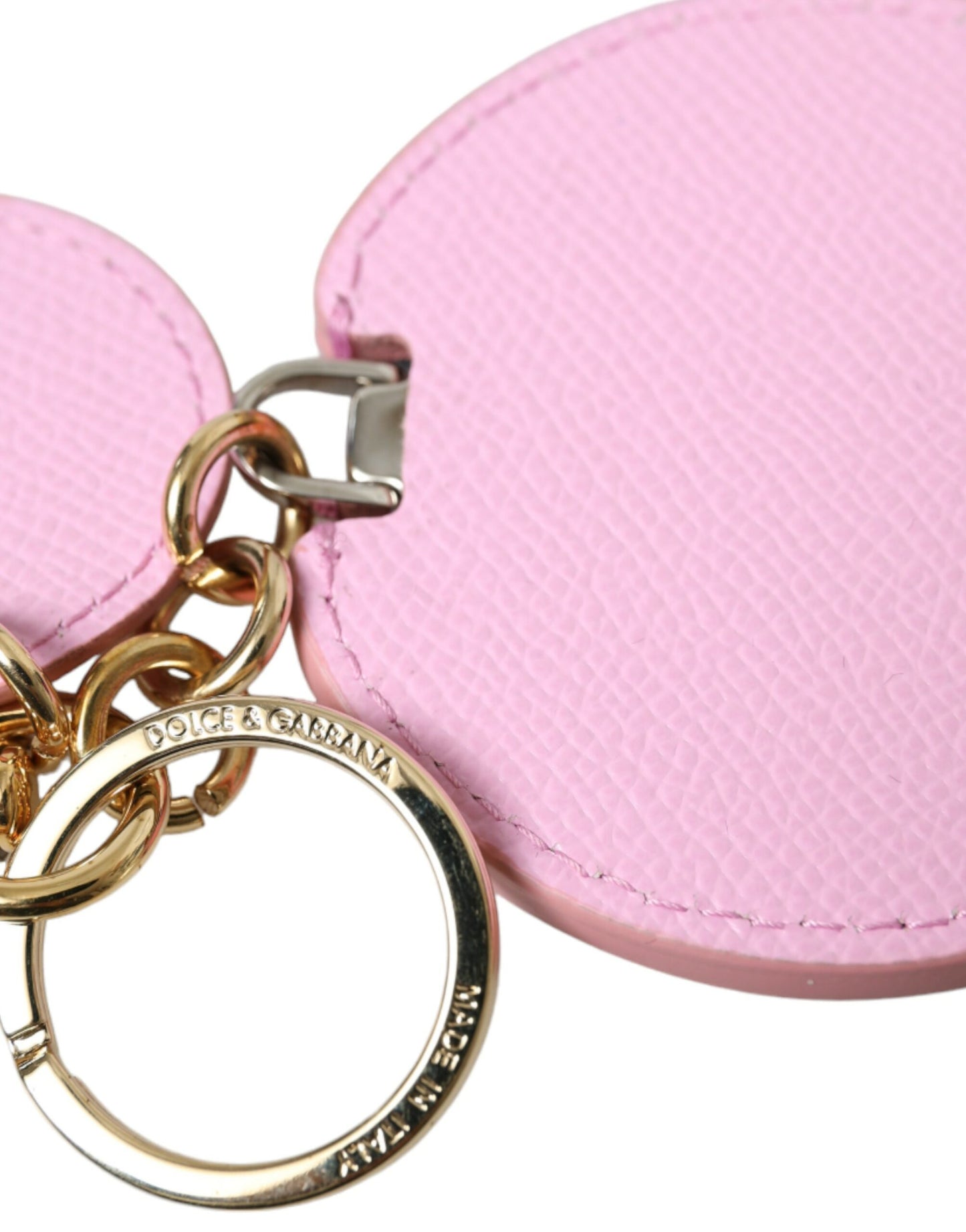 Dolce & Gabbana Eleganter Schlüsselanhänger aus roségoldenem Leder