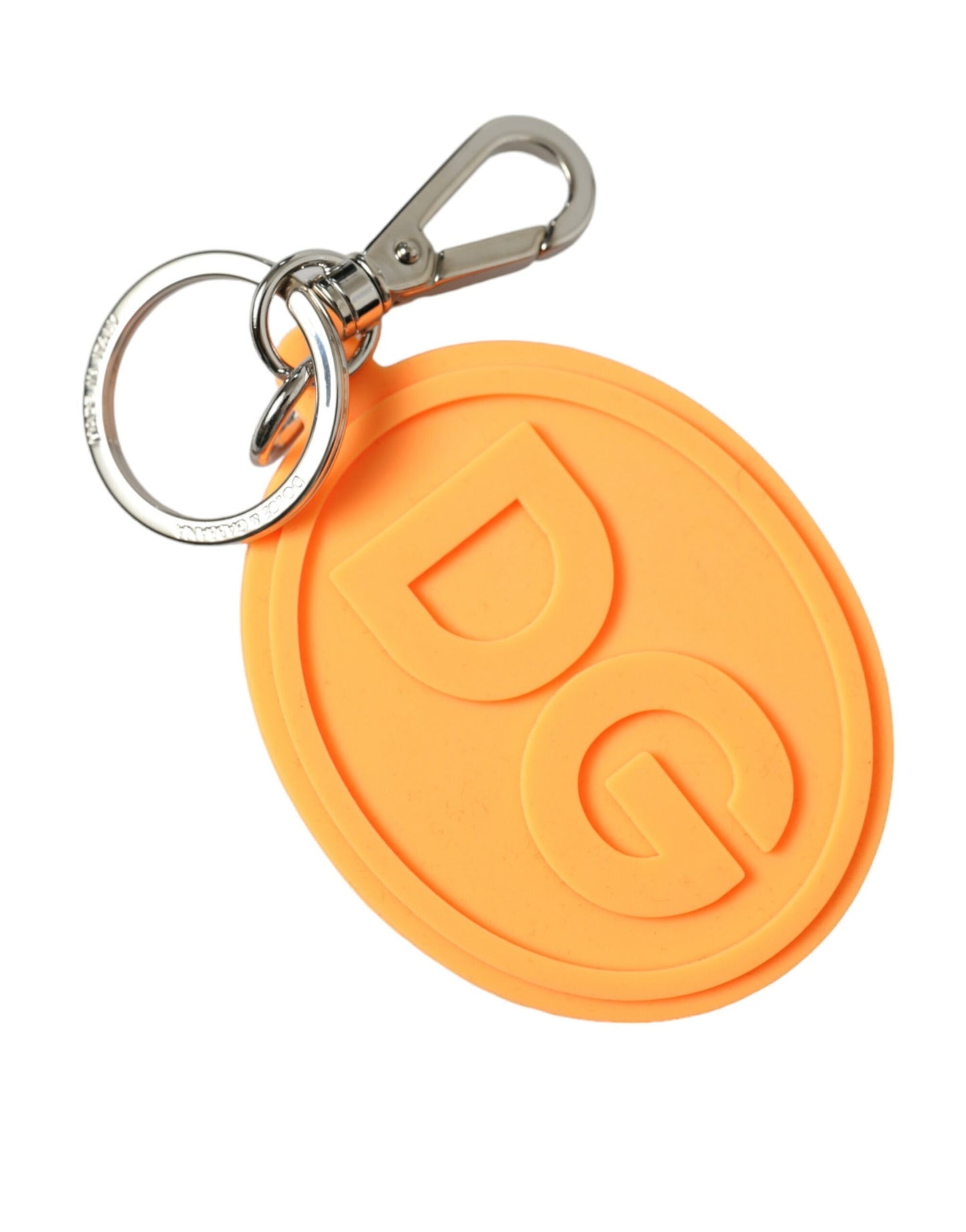 Dolce & Gabbana - Eleganter orangefarbener Charm-Schlüsselring mit silbernem Detail
