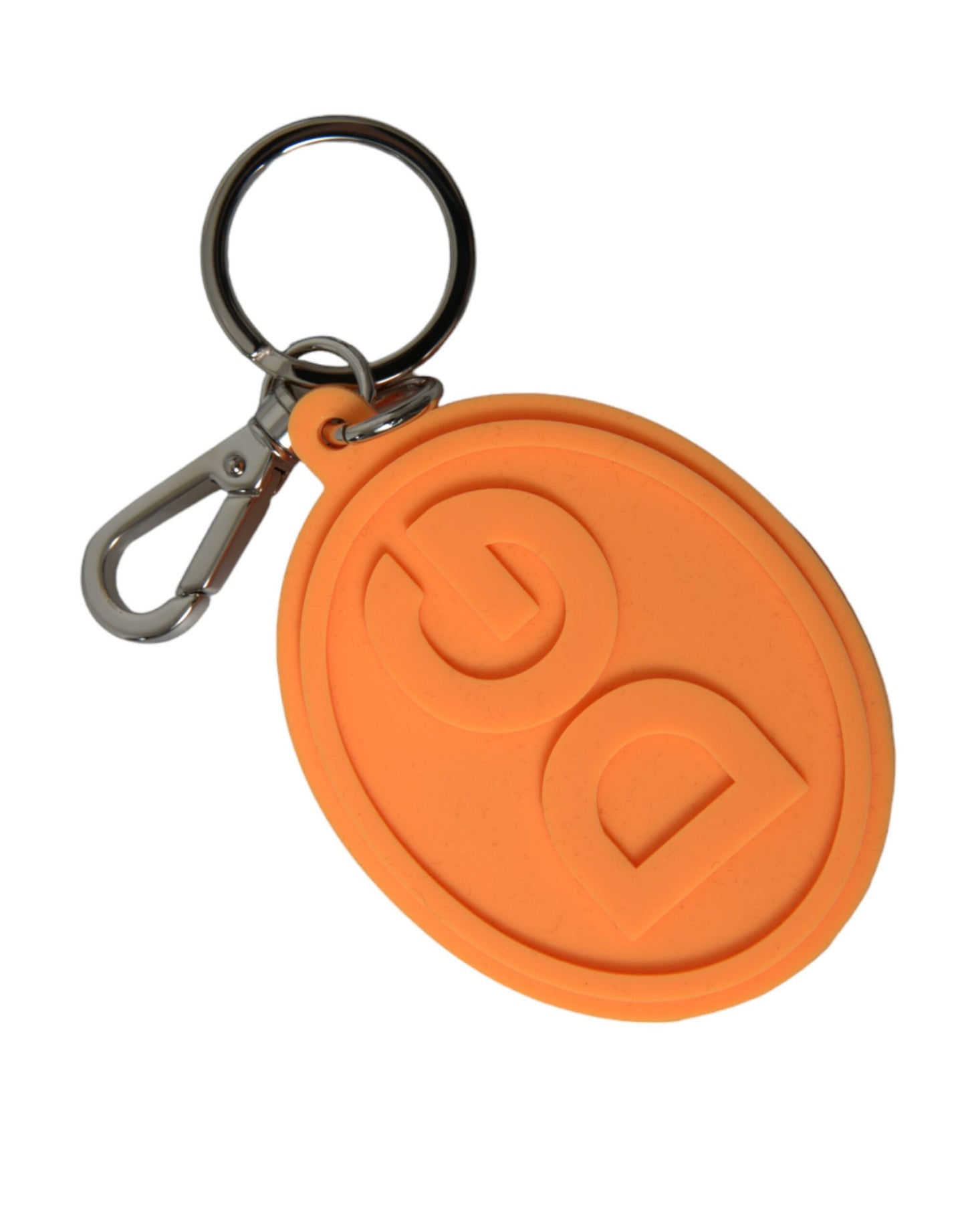 Dolce & Gabbana - Eleganter orangefarbener Charm-Schlüsselring mit silbernem Detail