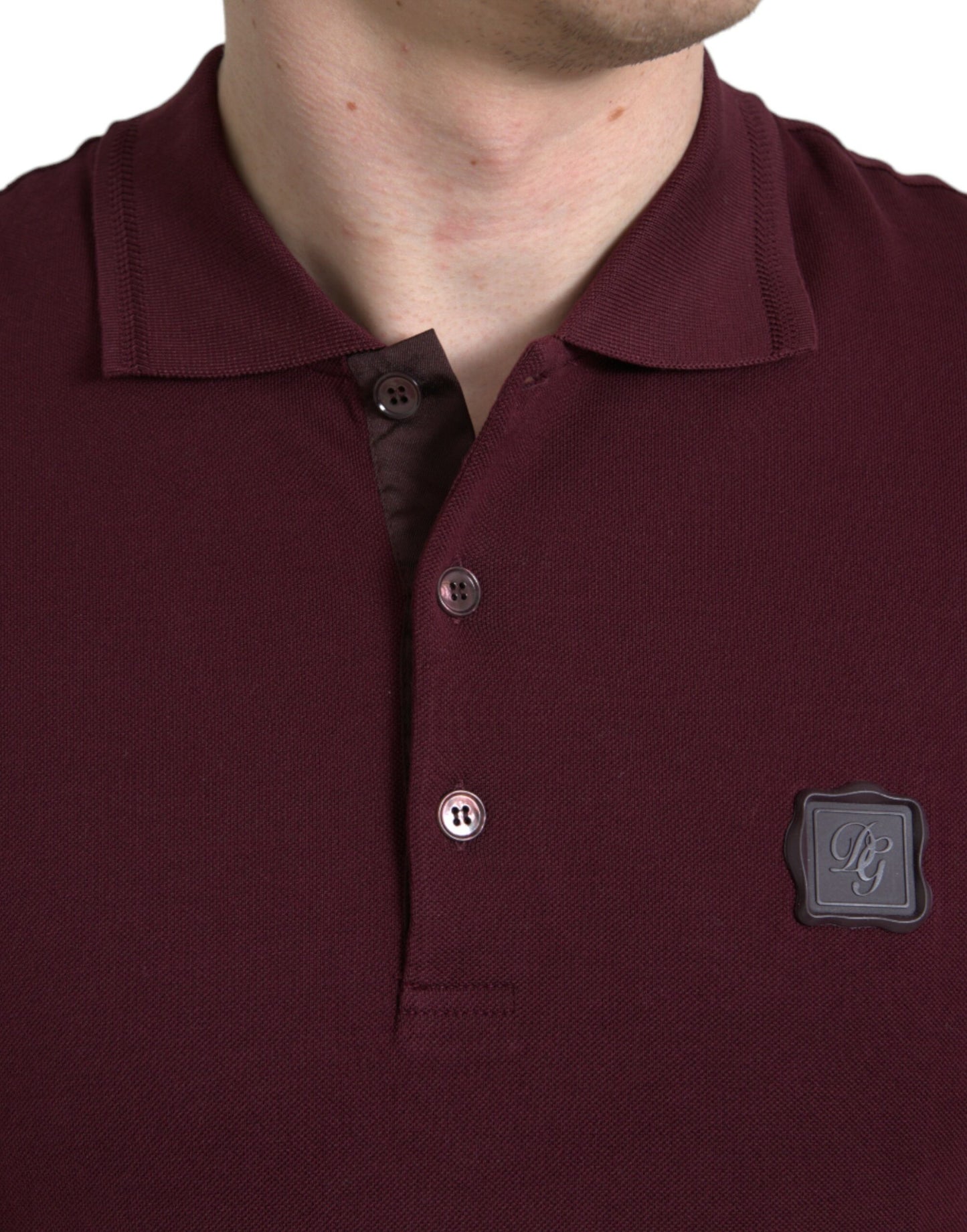 Dolce & Gabbana Elegantes Poloshirt aus kastanienbrauner Baumwollmischung