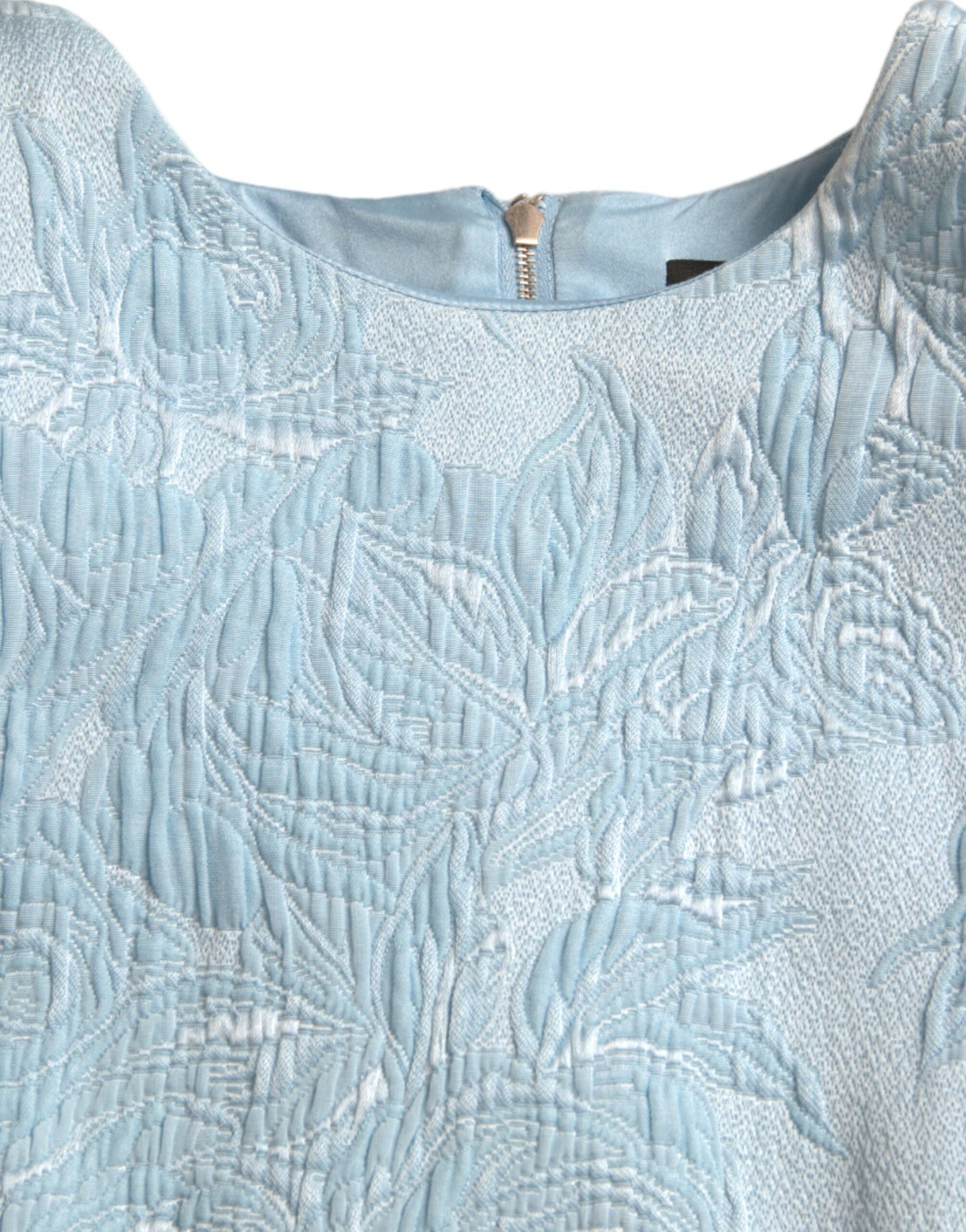 Dolce & Gabbana Elegantes himmelblaues Jacquard-Minikleid mit Blumenmuster