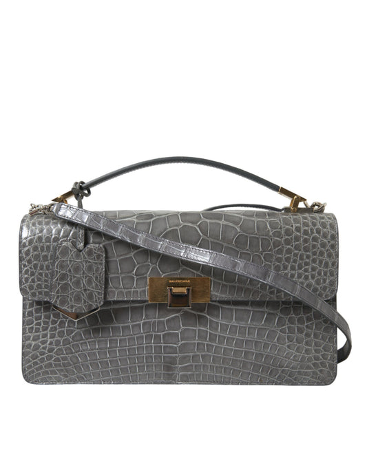 Borsa a spalla media in pelle di alligatore Balenciaga