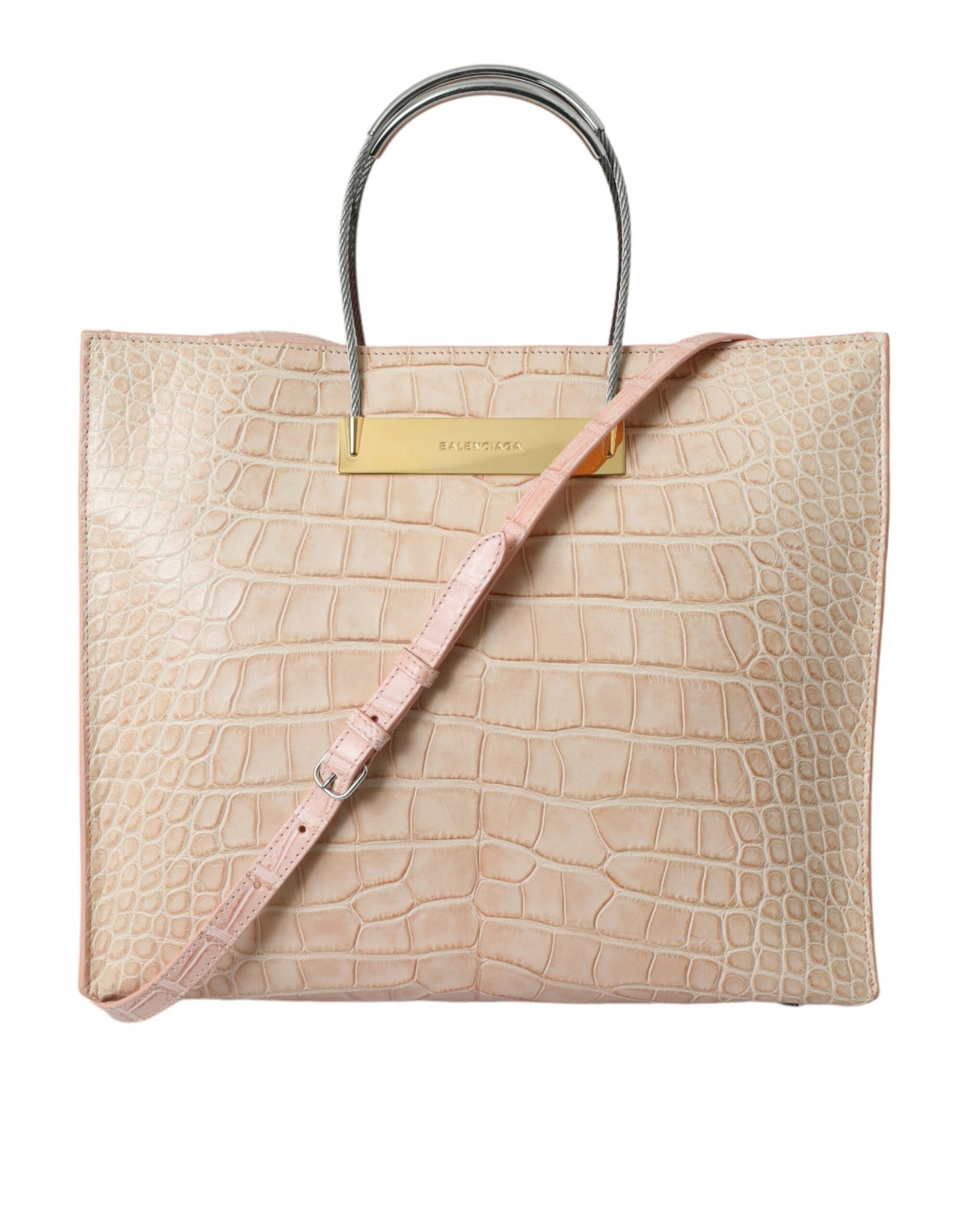Sac fourre-tout chic en cuir d'alligator rose Balenciaga
