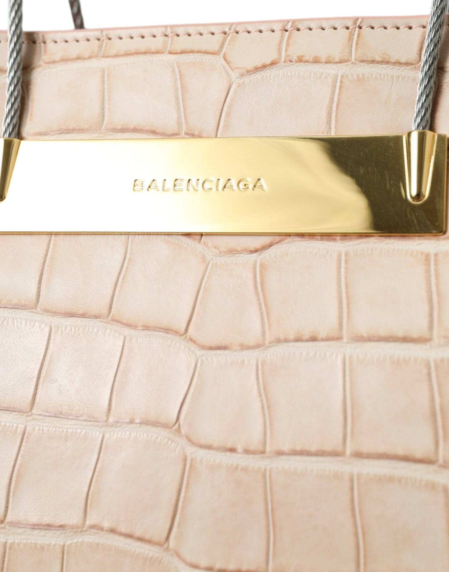 Sac fourre-tout chic en cuir d'alligator rose Balenciaga
