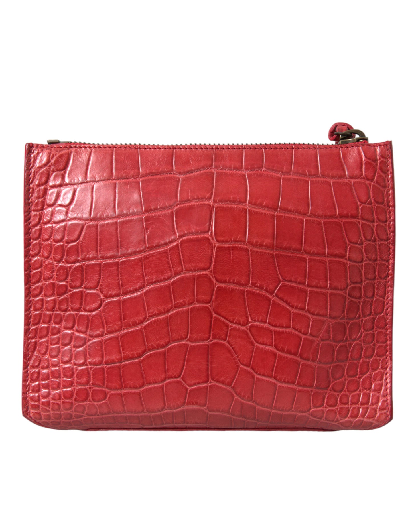Clutch in pelle di alligatore esotico rossa di Balenciaga