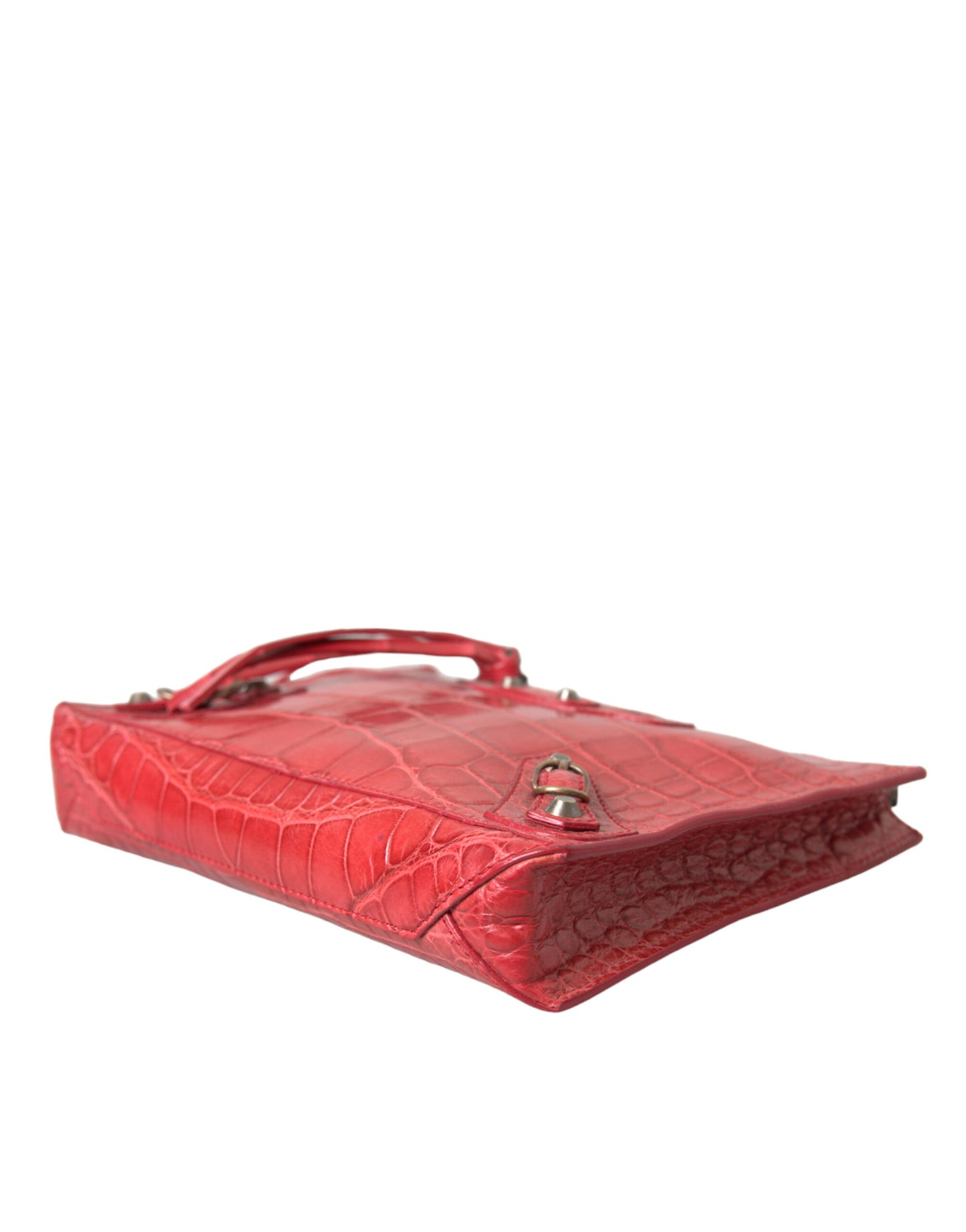 Clutch in pelle di alligatore esotico rossa di Balenciaga