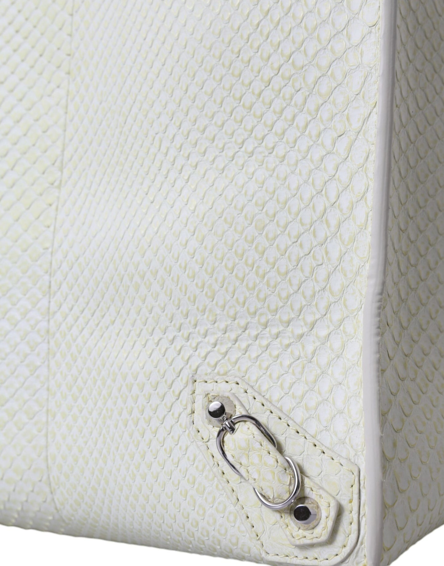 Tote en cuir python Balenciaga Chic en blanc et jaune