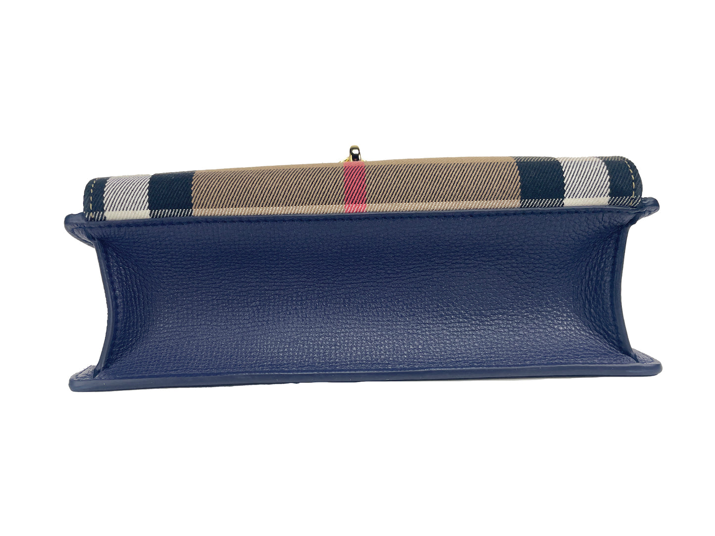 Sac à bandoulière en cuir à carreaux House Check Regency Blue Macken Small de Burberry