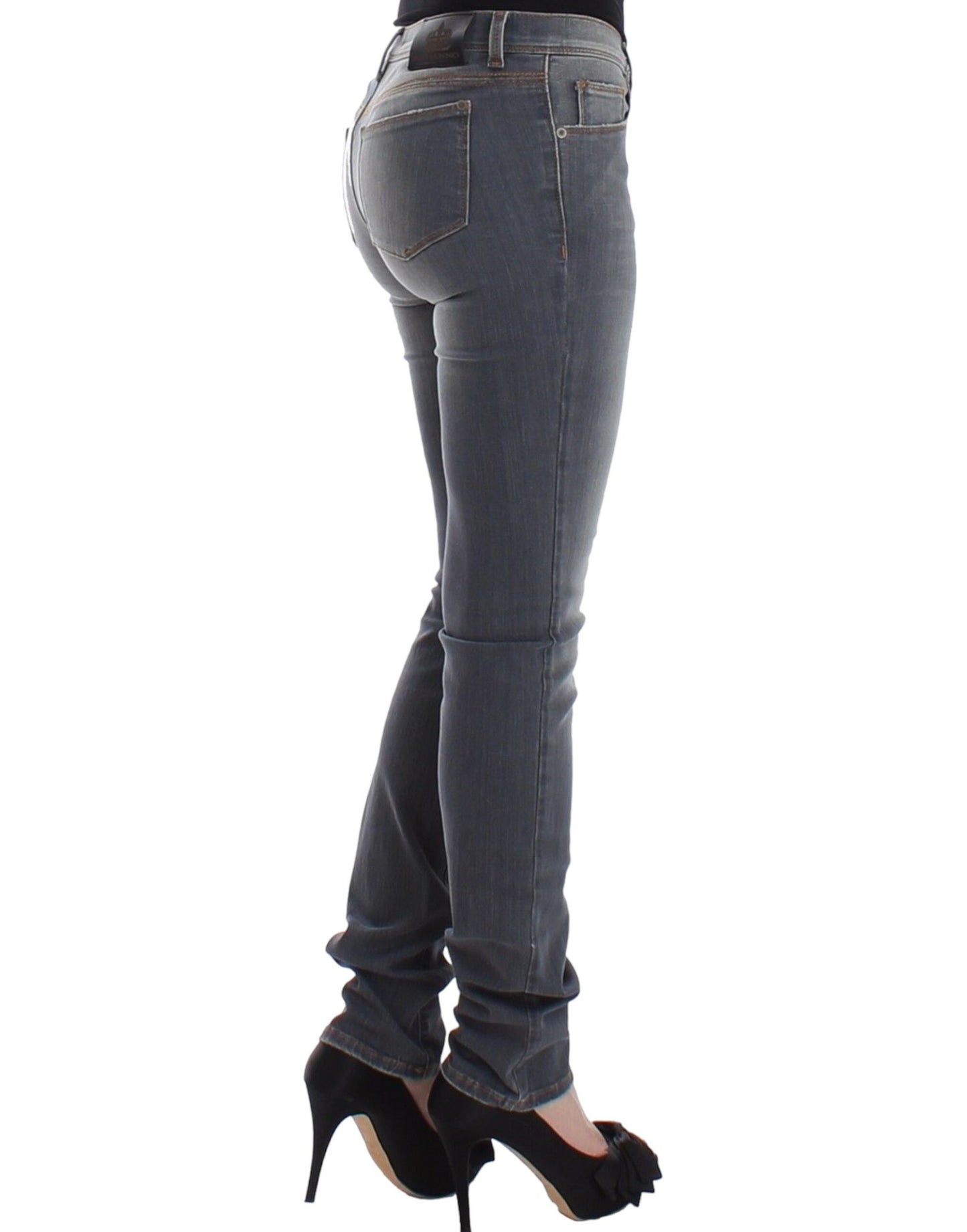 Jeans slim grigi Pantaloni denim gamba skinny elasticizzati
