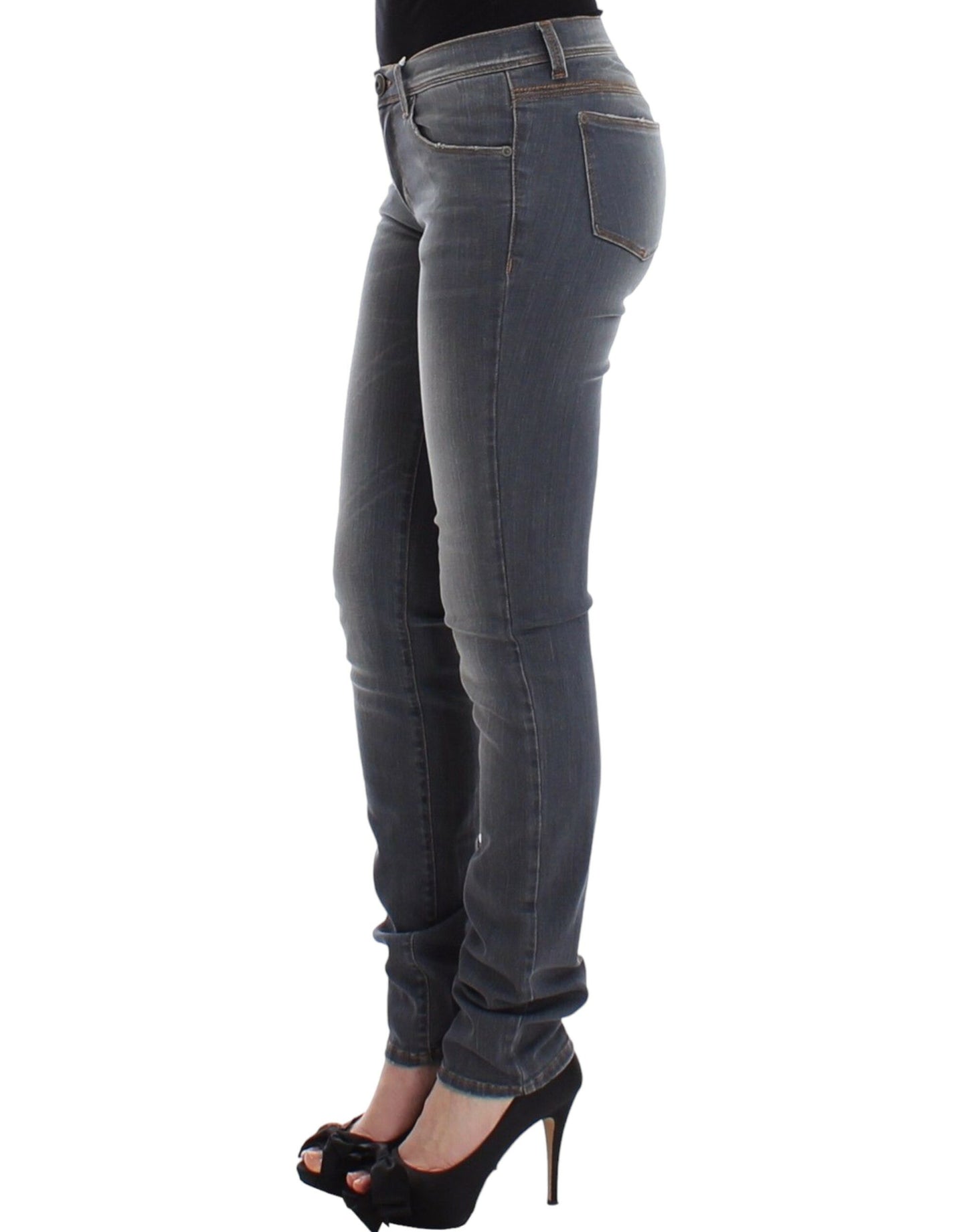Jeans slim grigi Pantaloni denim gamba skinny elasticizzati
