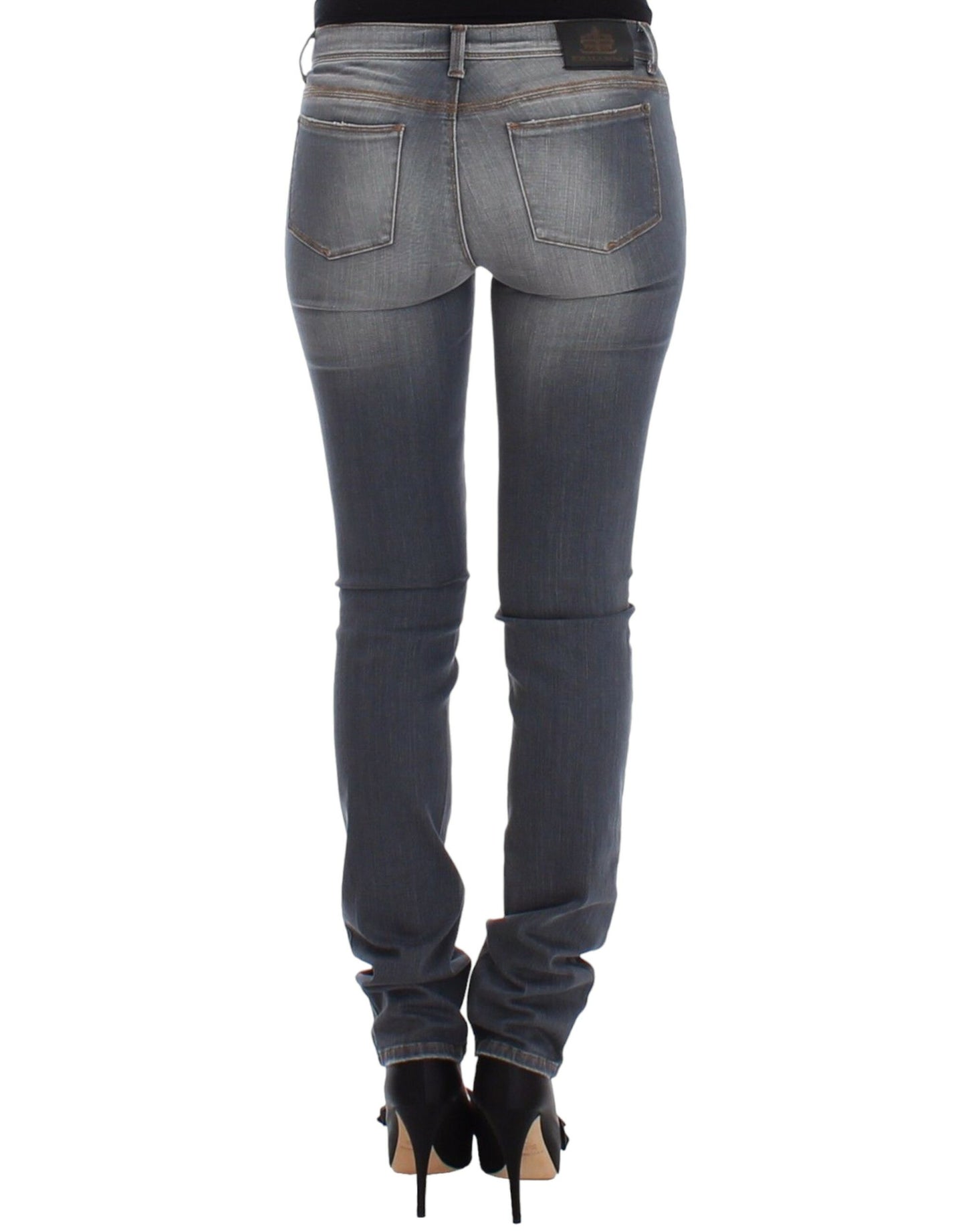 Jeans slim grigi Pantaloni denim gamba skinny elasticizzati