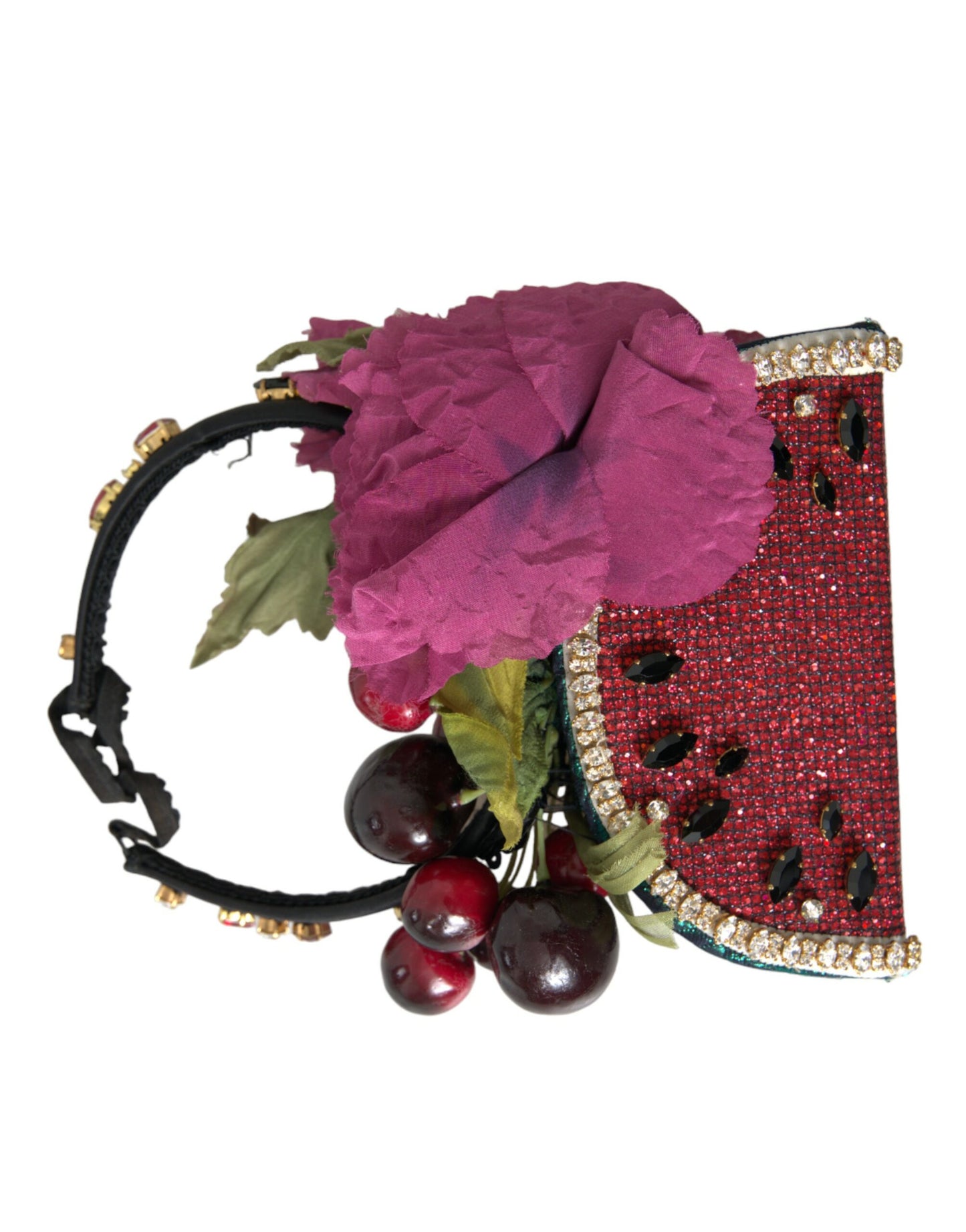 Dolce & Gabbana Rotes Haarband mit Wassermelonen-Kirschkristallen und Statement-Diadem