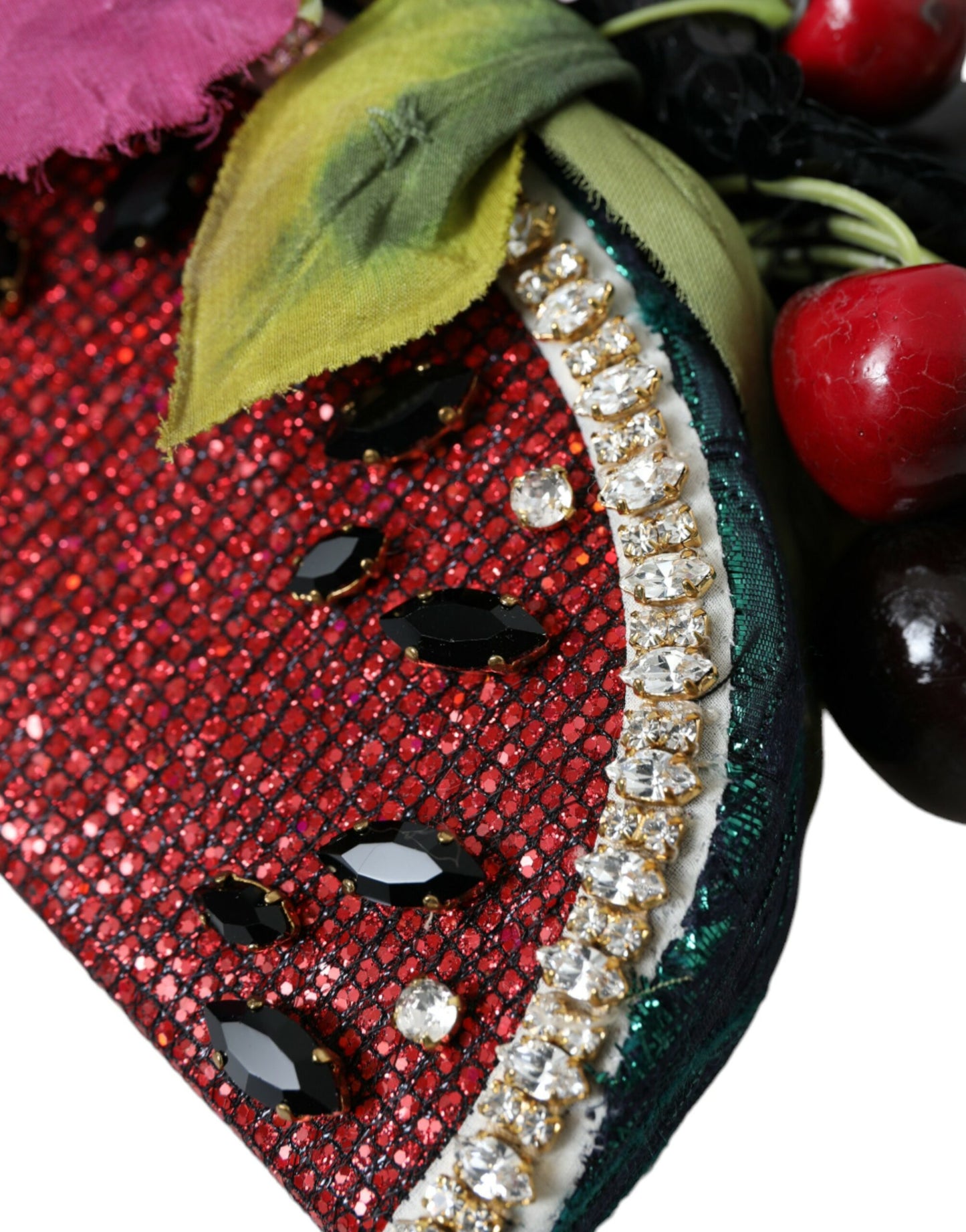 Dolce & Gabbana Rotes Haarband mit Wassermelonen-Kirschkristallen und Statement-Diadem