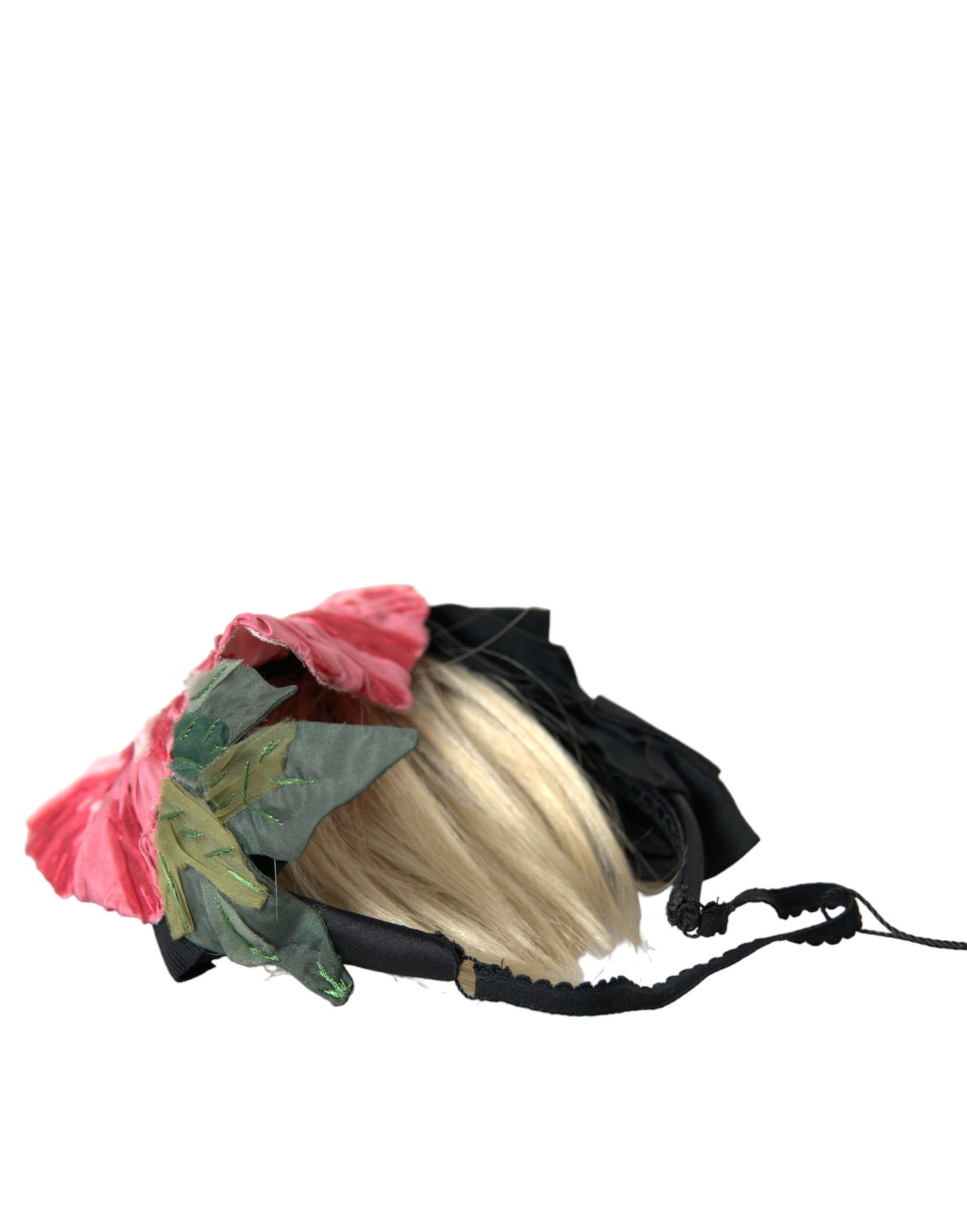 Dolce & Gabbana Schwarzes Viskose-Weiß-Haar Parrucchiera-Stirnband-Diadem