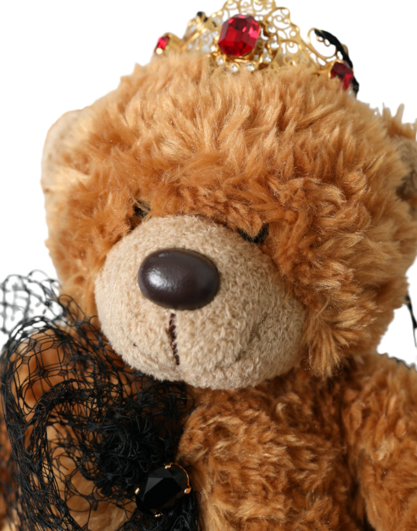 Dolce & Gabbana Brauner Teddybär mit goldener Kristallkrone, Haarband, Diadem