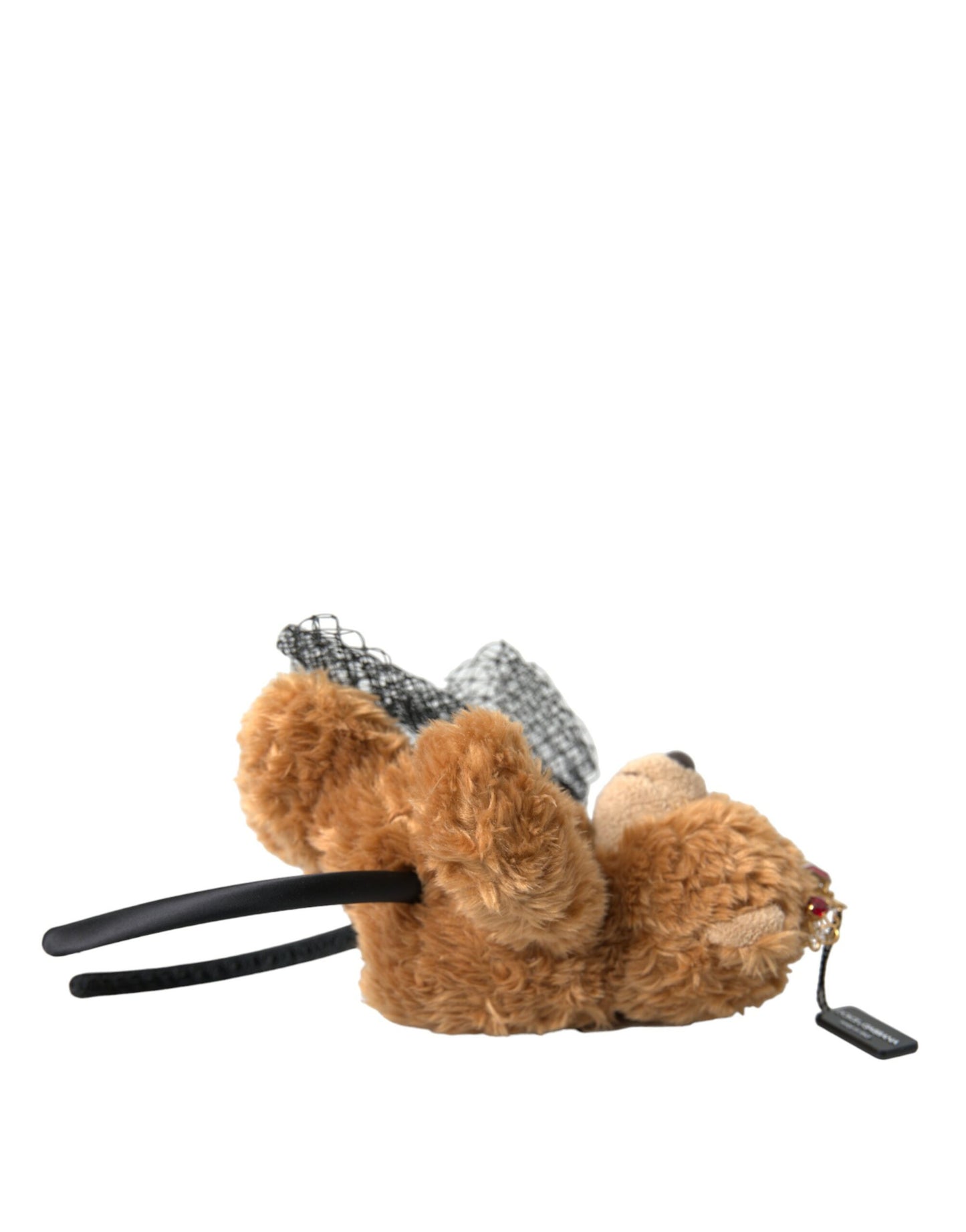 Dolce & Gabbana Brauner Teddybär mit goldener Kristallkrone, Haarband, Diadem