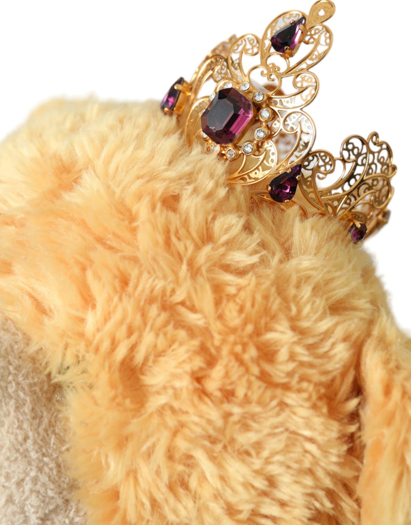Dolce & Gabbana Brauner Teddybär mit goldener Kristallkrone, Haarband, Diadem