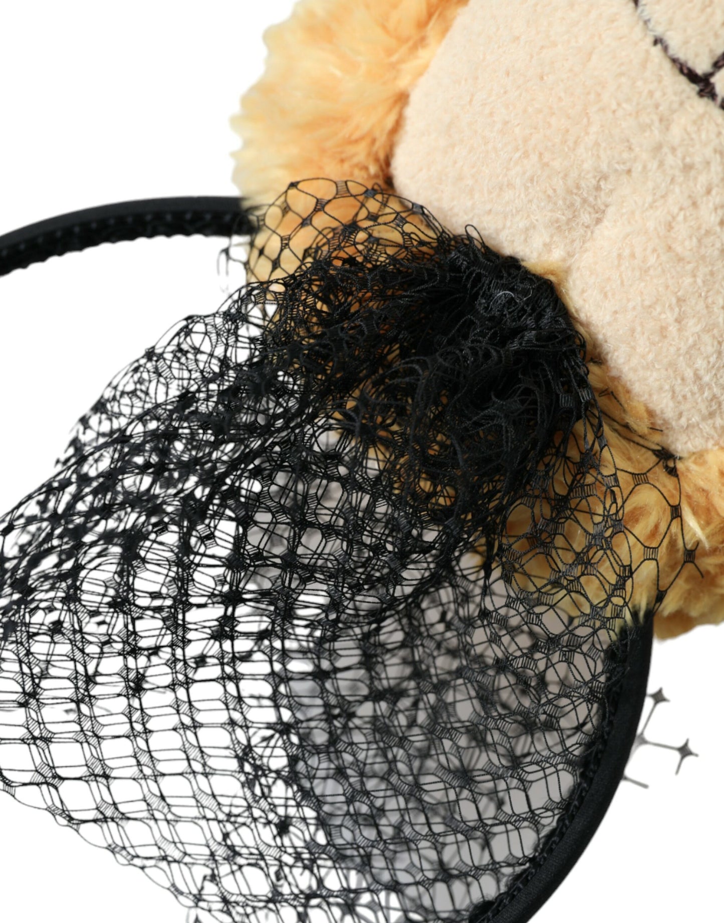 Dolce & Gabbana Brauner Teddybär mit goldener Kristallkrone, Haarband, Diadem